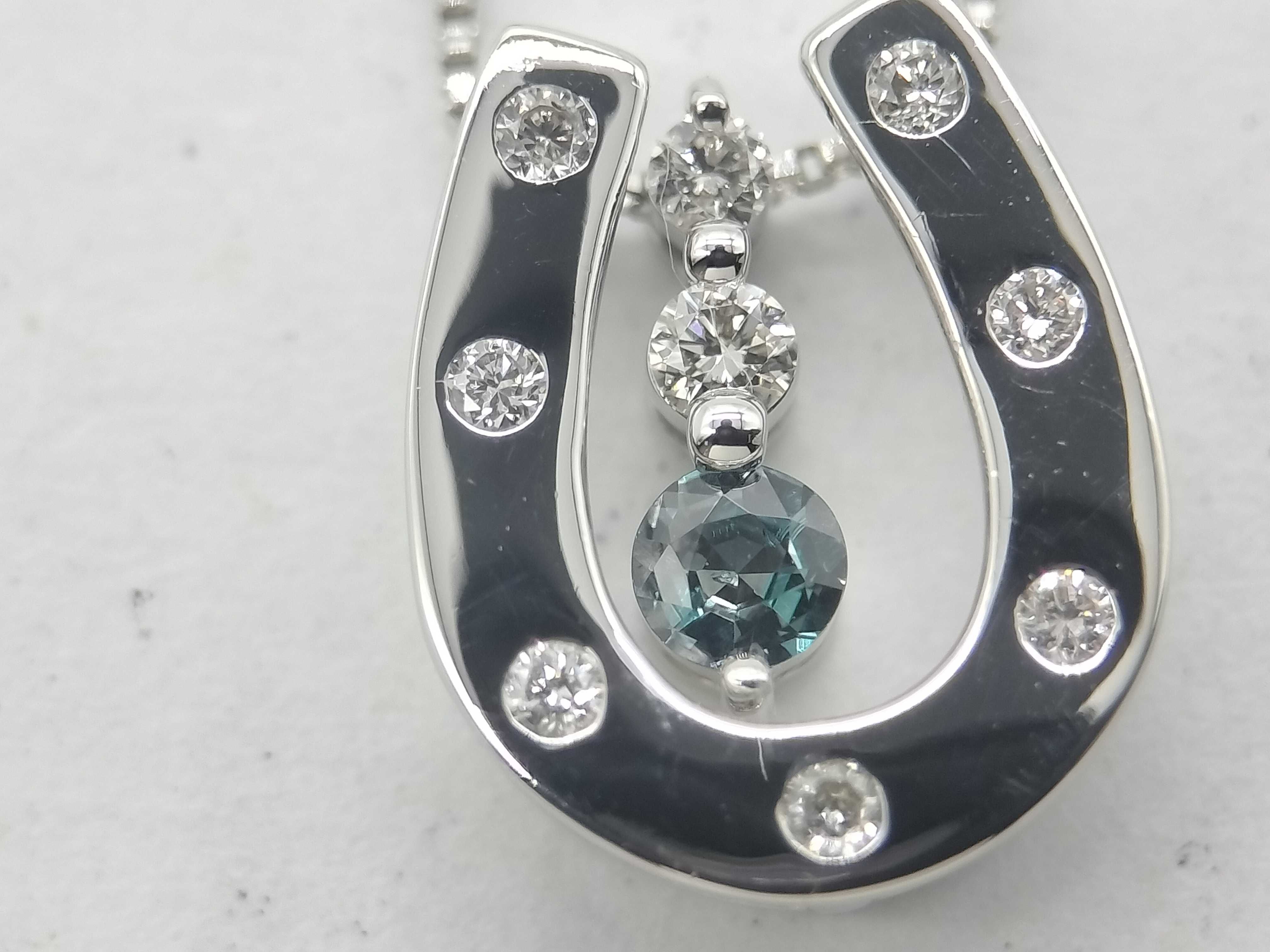 Platinum 0.33ct Natural Alexandrite and 0.05ctw Natural Diamond Horseshoe Pendant Necklace with Memo