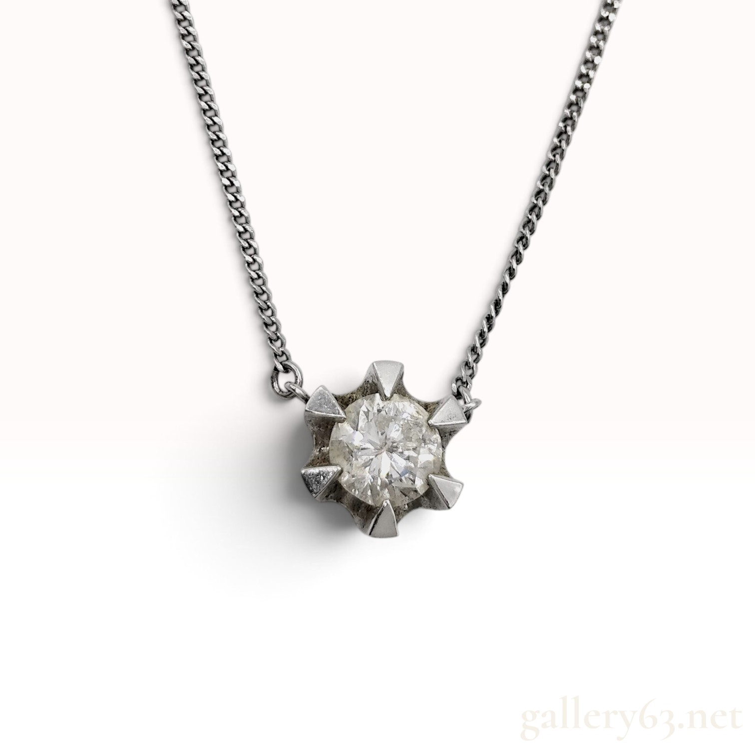 Pt850 Platinum and 1.41ct Natural Diamond Solitaire Pendant Necklace