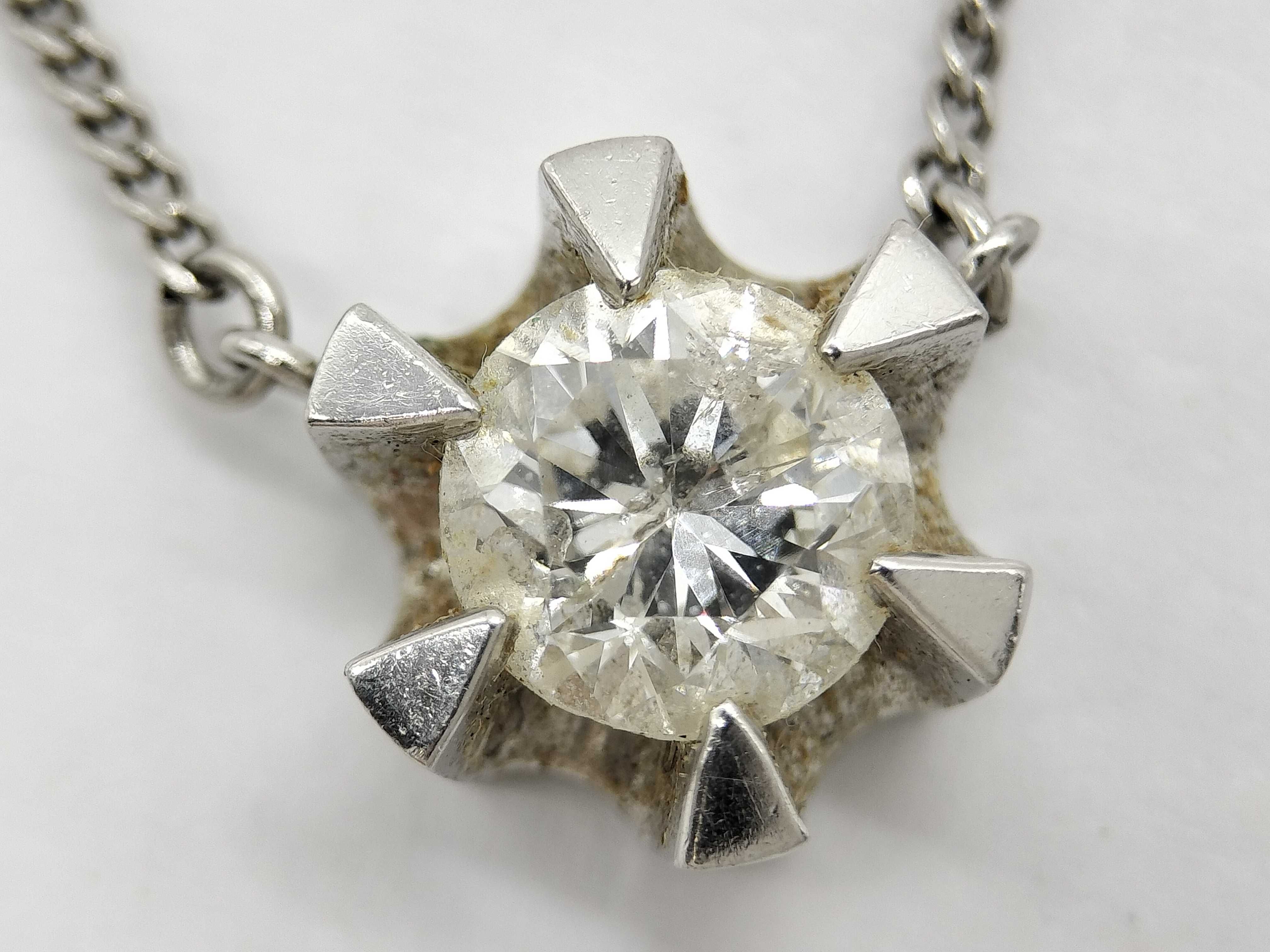 Pt850 Platinum and 1.41ct Natural Diamond Solitaire Pendant Necklace