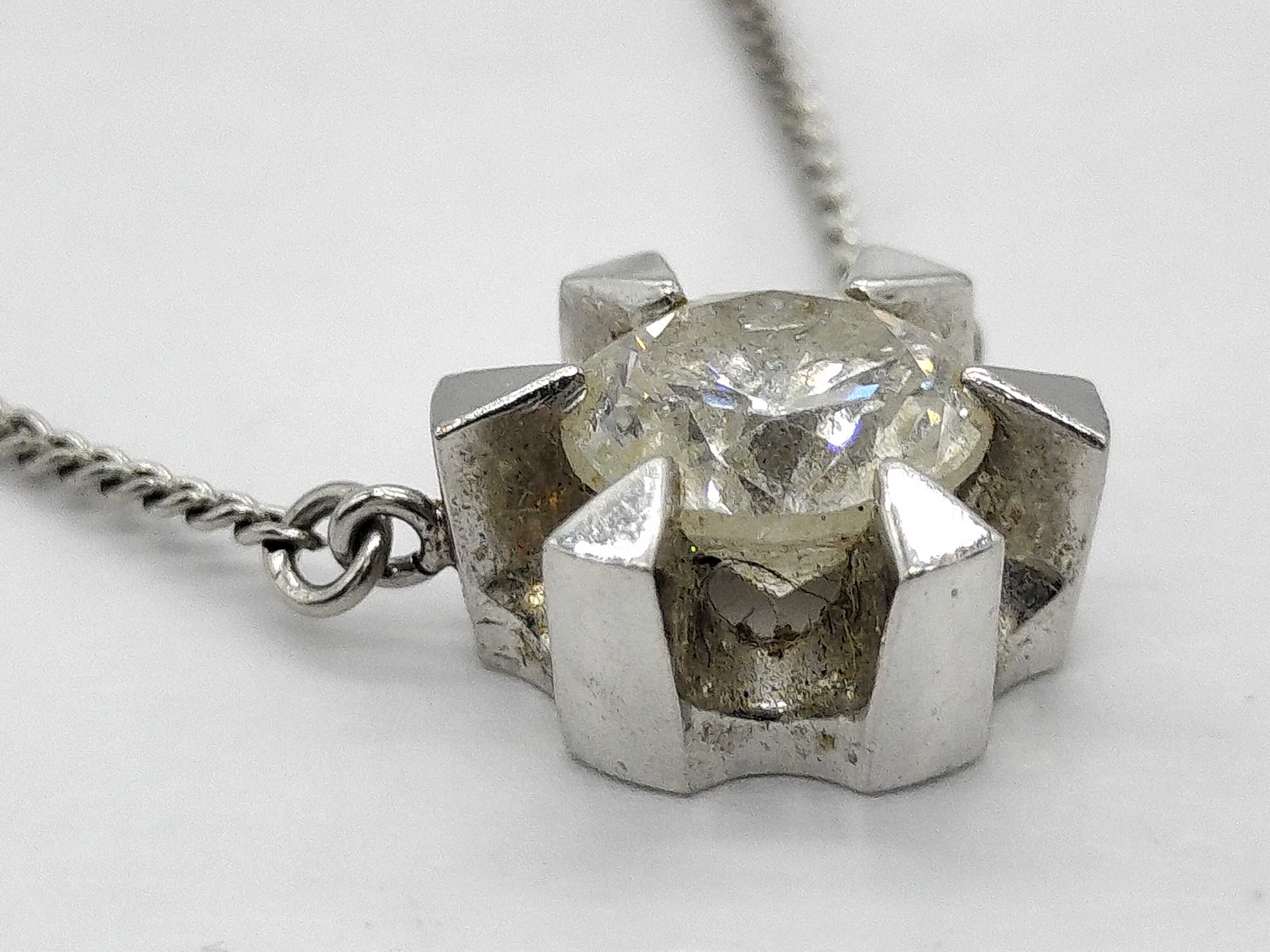 Pt850 Platinum and 1.41ct Natural Diamond Solitaire Pendant Necklace