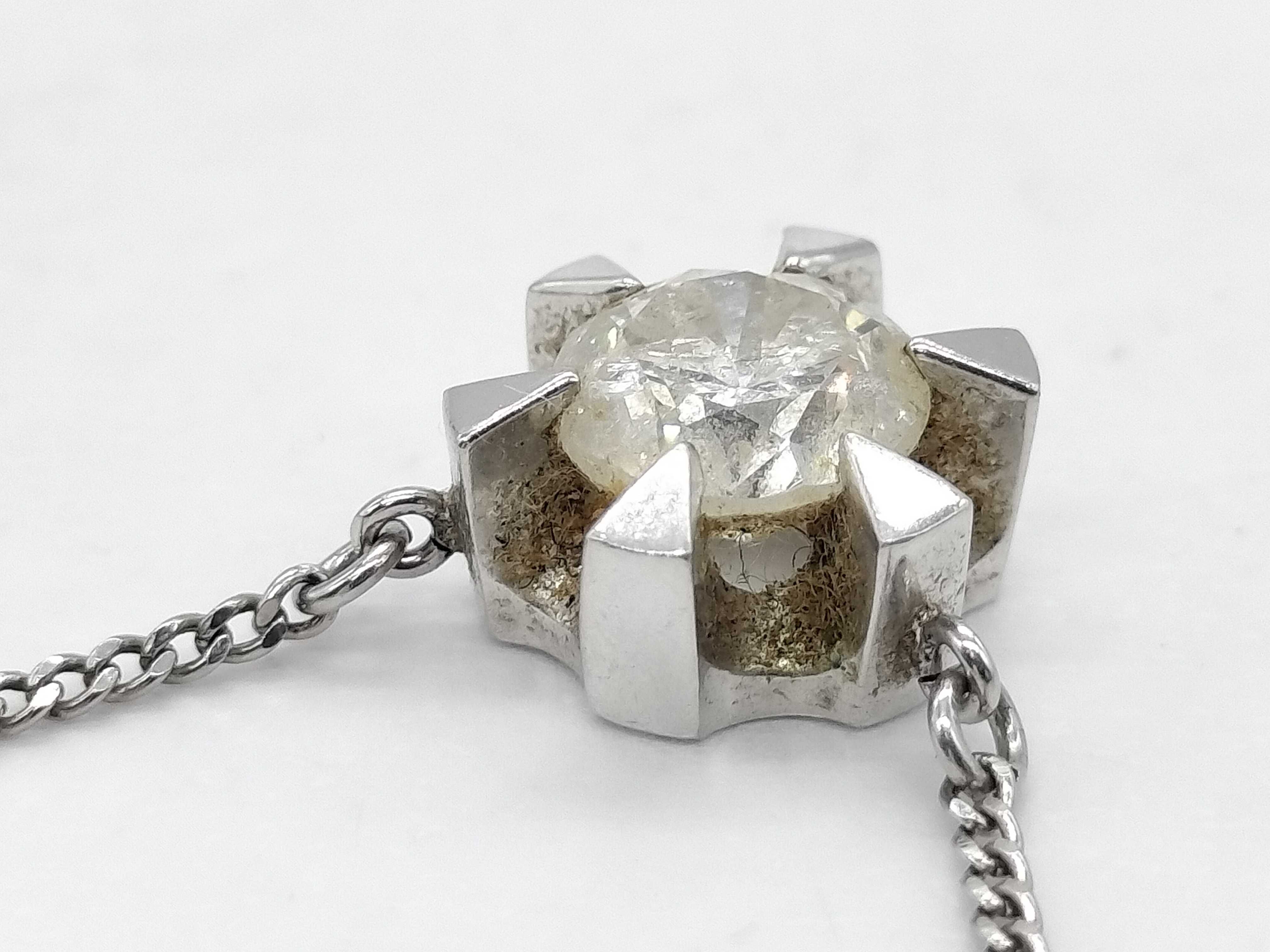 Pt850 Platinum and 1.41ct Natural Diamond Solitaire Pendant Necklace