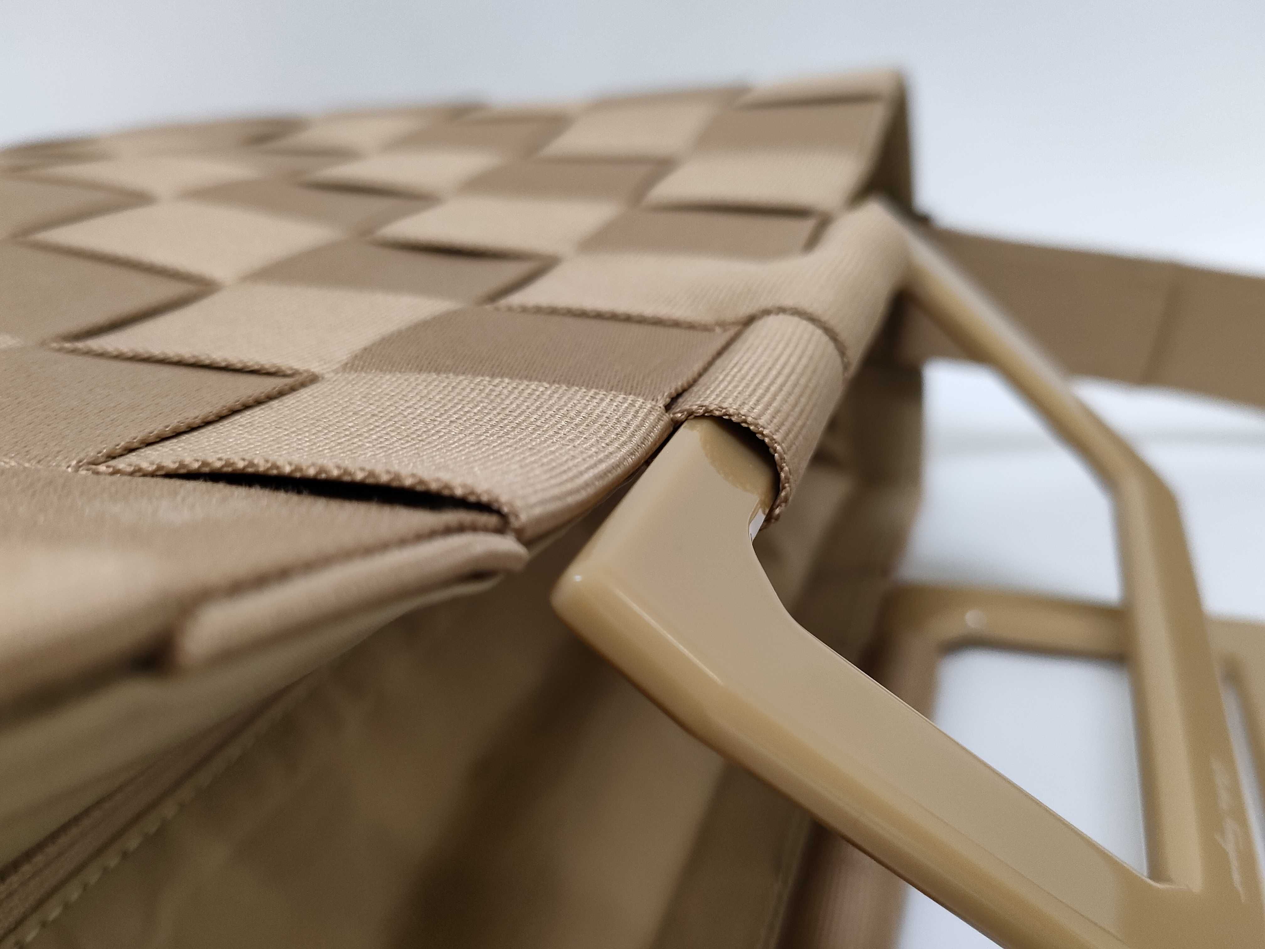 Salvatore Ferragamo Woven Grosgrain Ribbon Beige Satchel