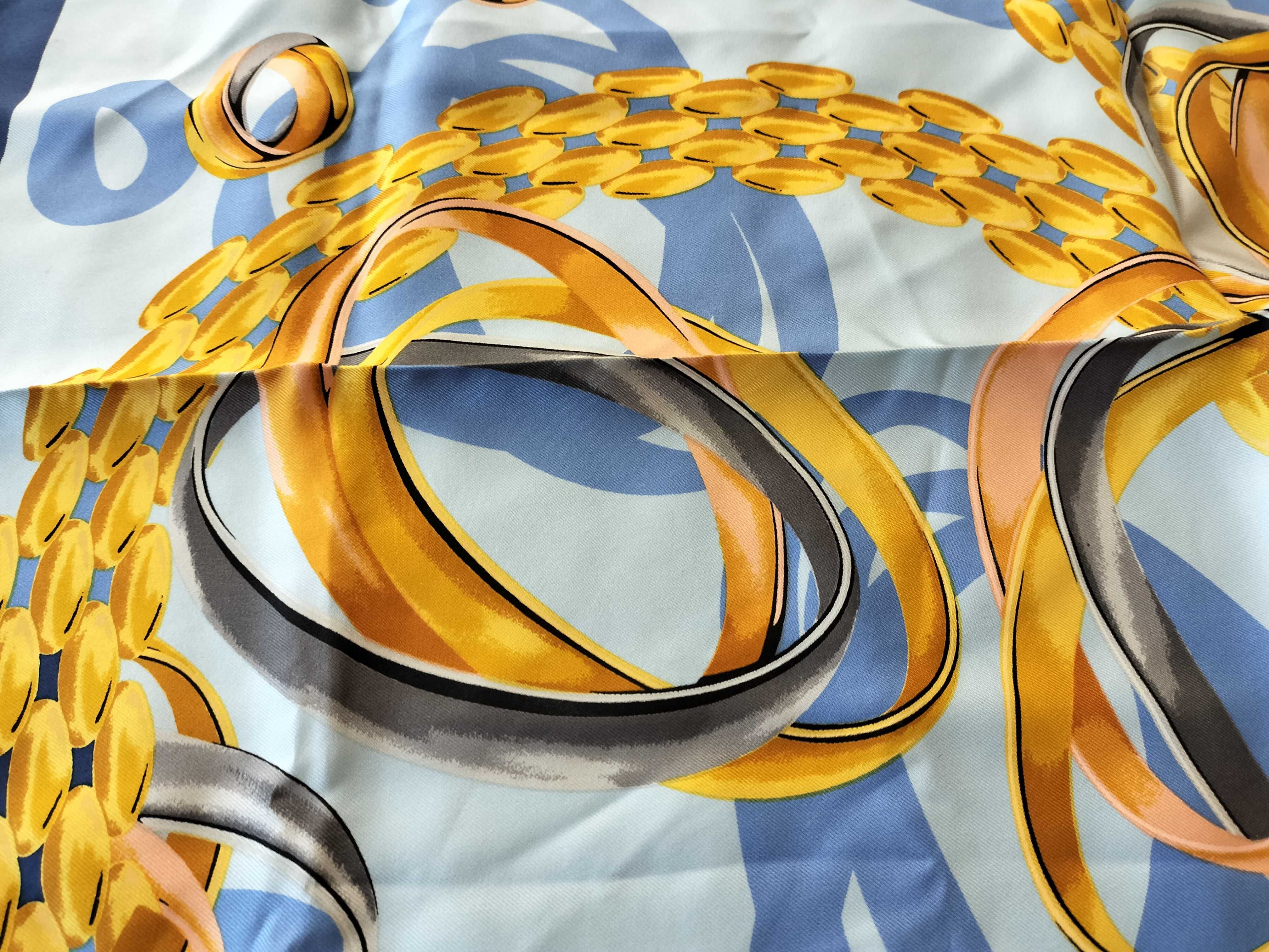 Vintage Cartier Trinity Rings Blue Silk Scarf 90 cm