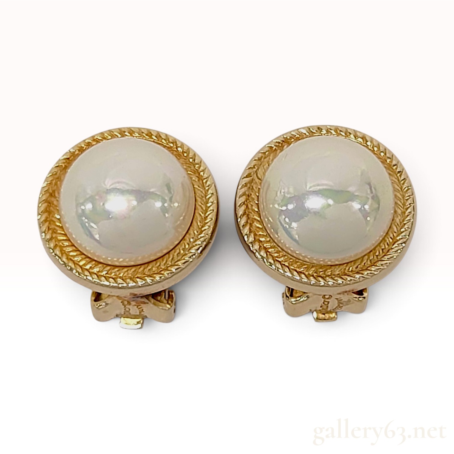 Vintage Christian Dior Faux Pearl Gold Tone Clip Earrings
