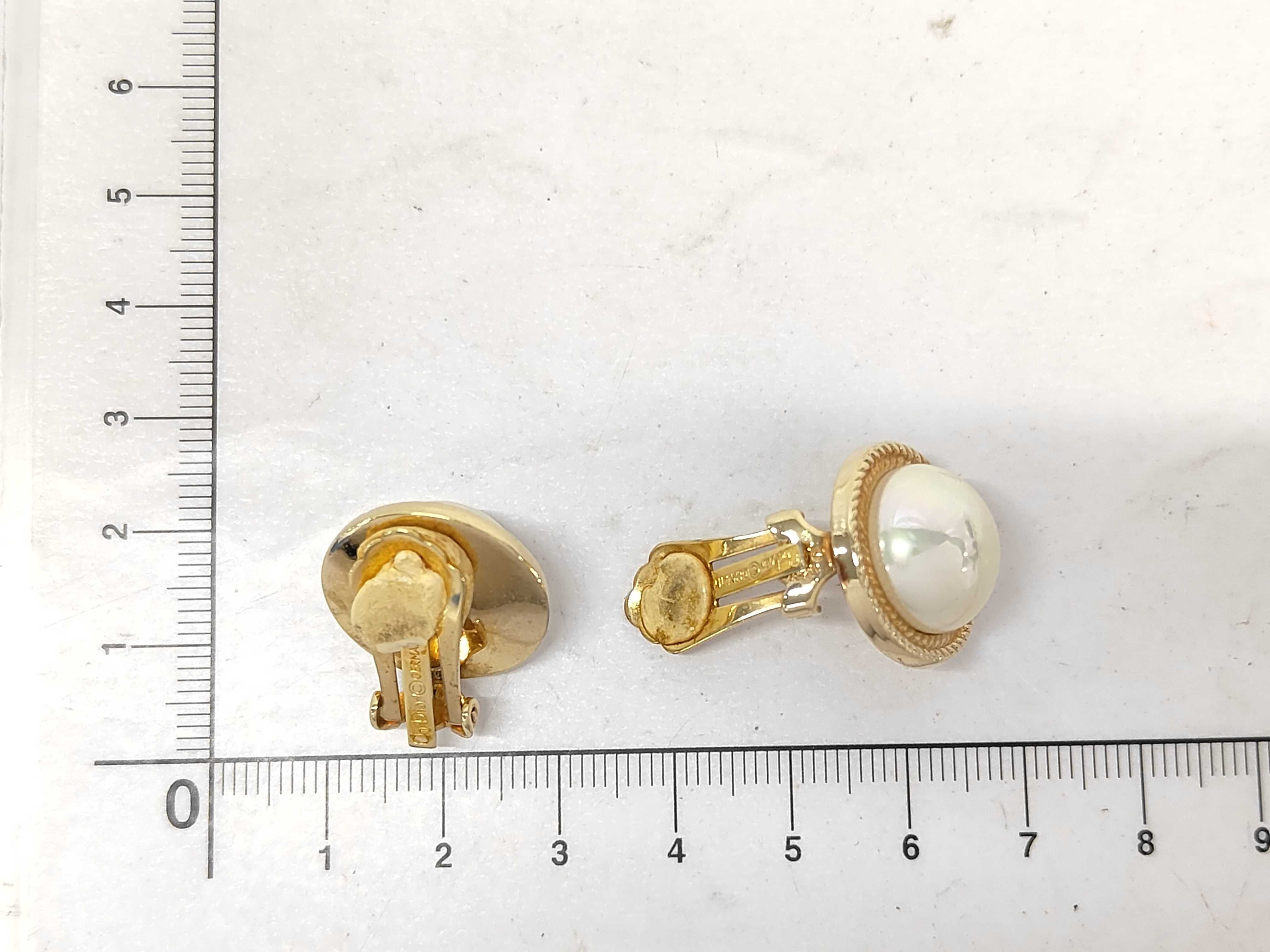 Vintage Christian Dior Faux Pearl Gold Tone Clip Earrings