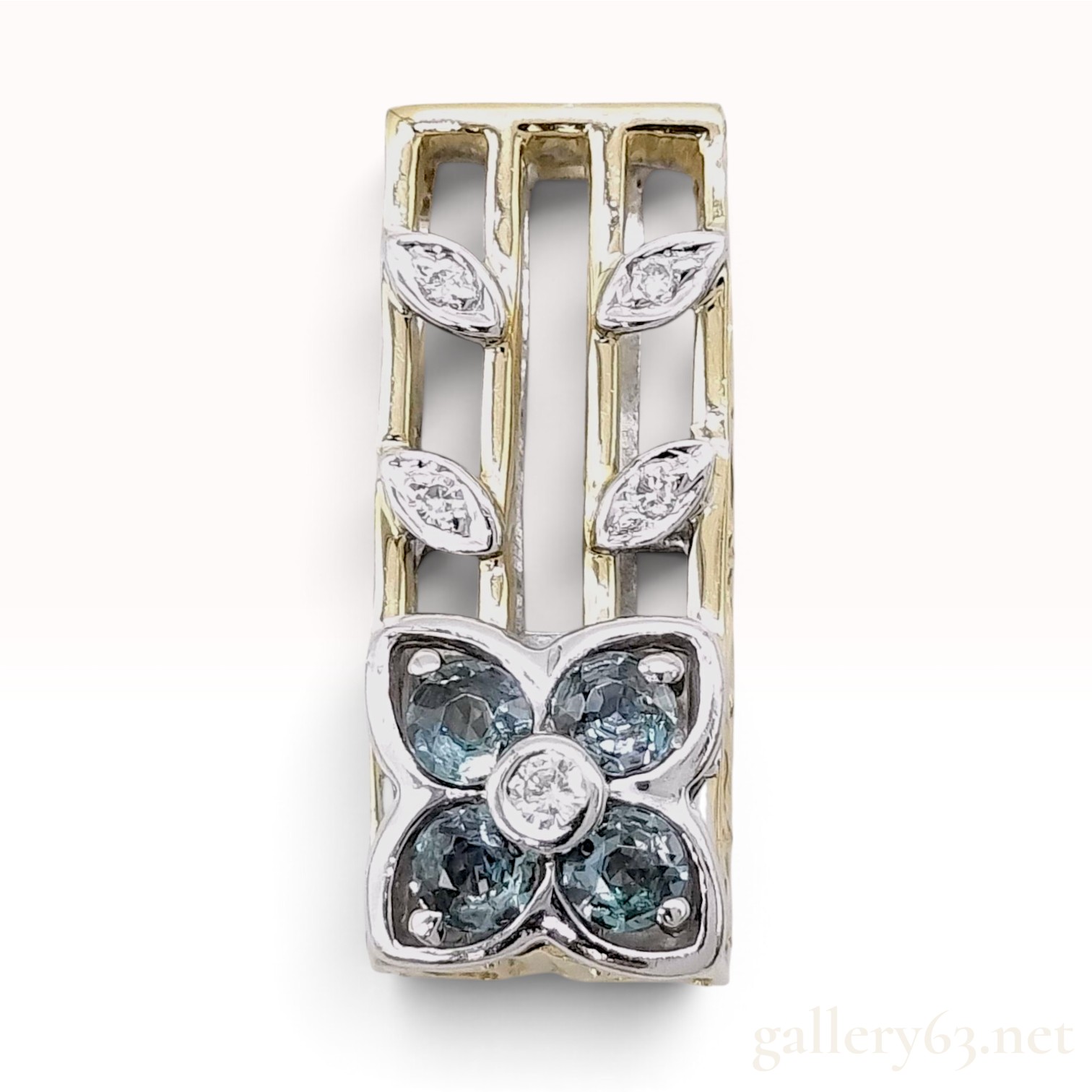18K Gold Color Change Natural Alexandrite and Diamond Pendant