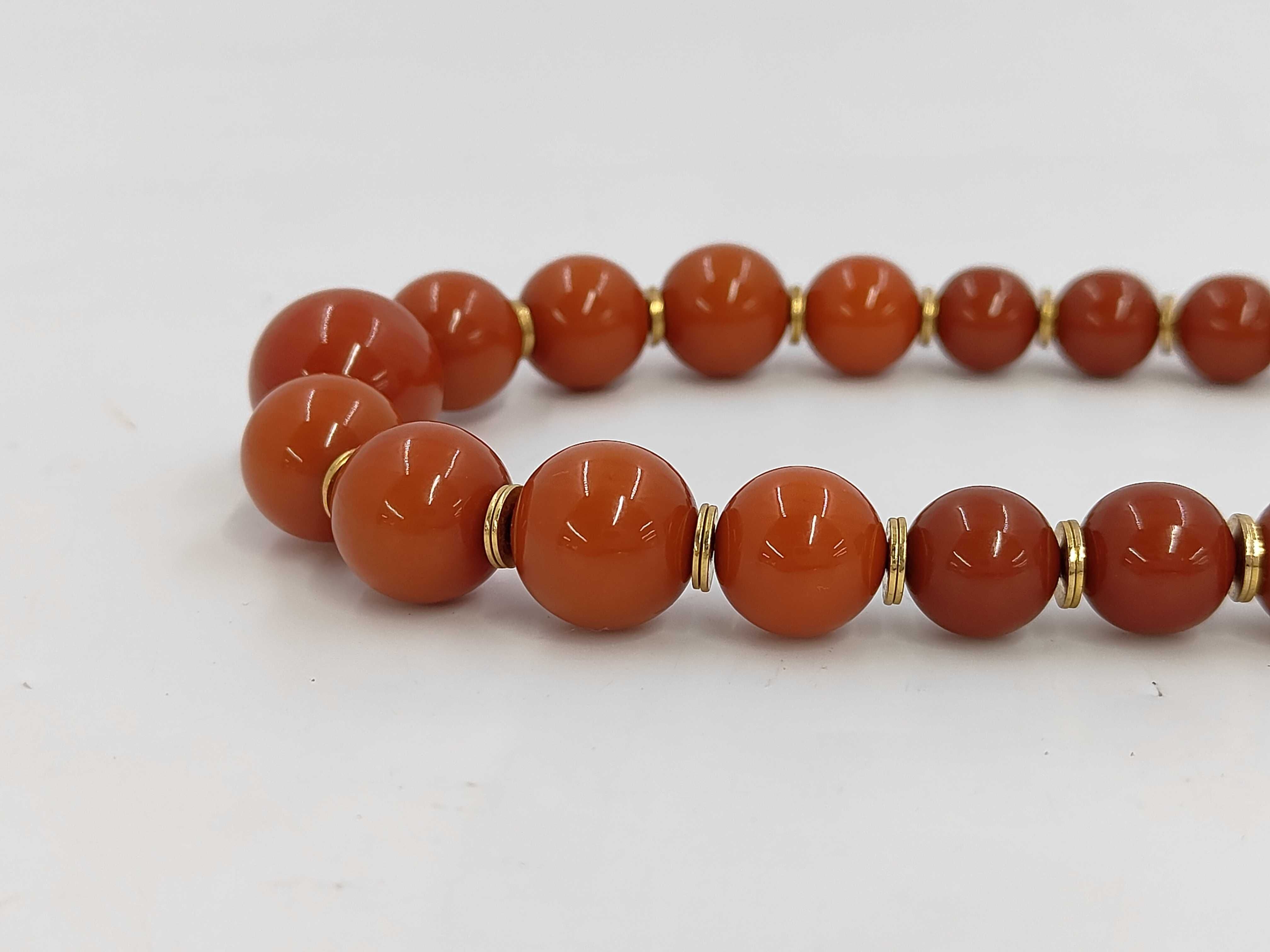 Vintage Yves Saint Laurent Graduated Reddish-Brown Resin Bead Necklace with Box