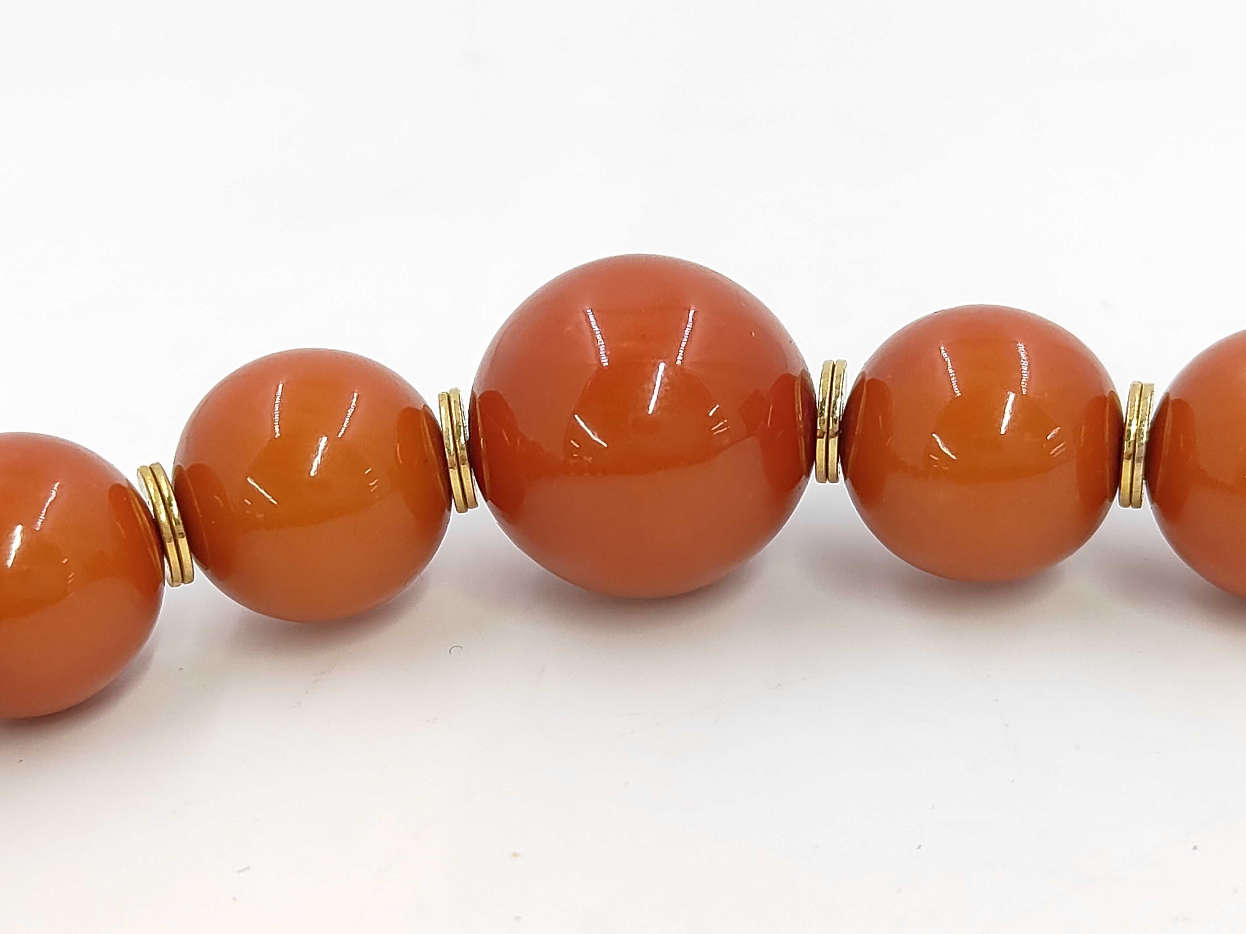 Vintage Yves Saint Laurent Graduated Reddish-Brown Resin Bead Necklace with Box