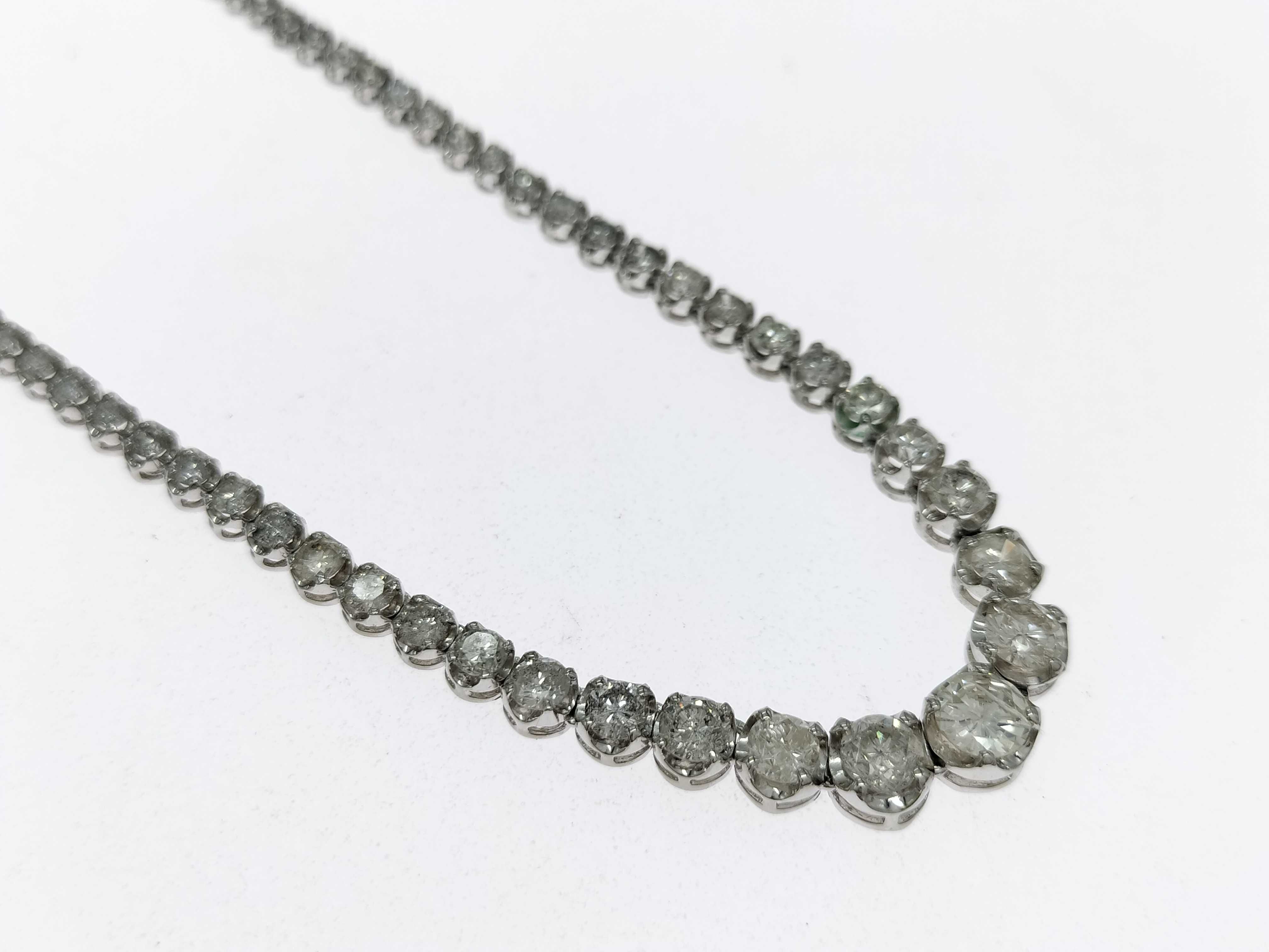 10.00ctw Natural Diamond Pt850 Graduated Line Necklace