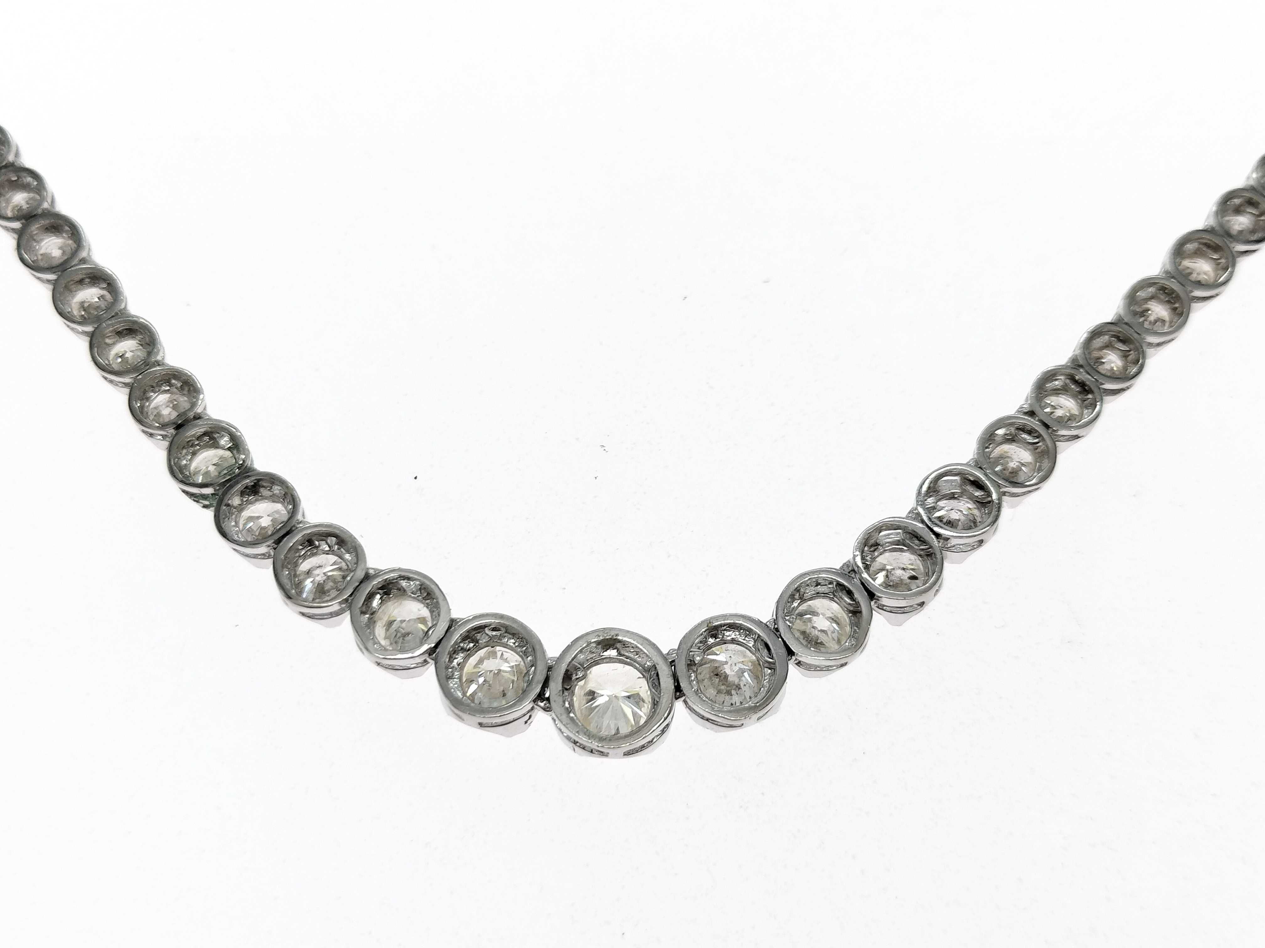 10.00ctw Natural Diamond Pt850 Graduated Line Necklace