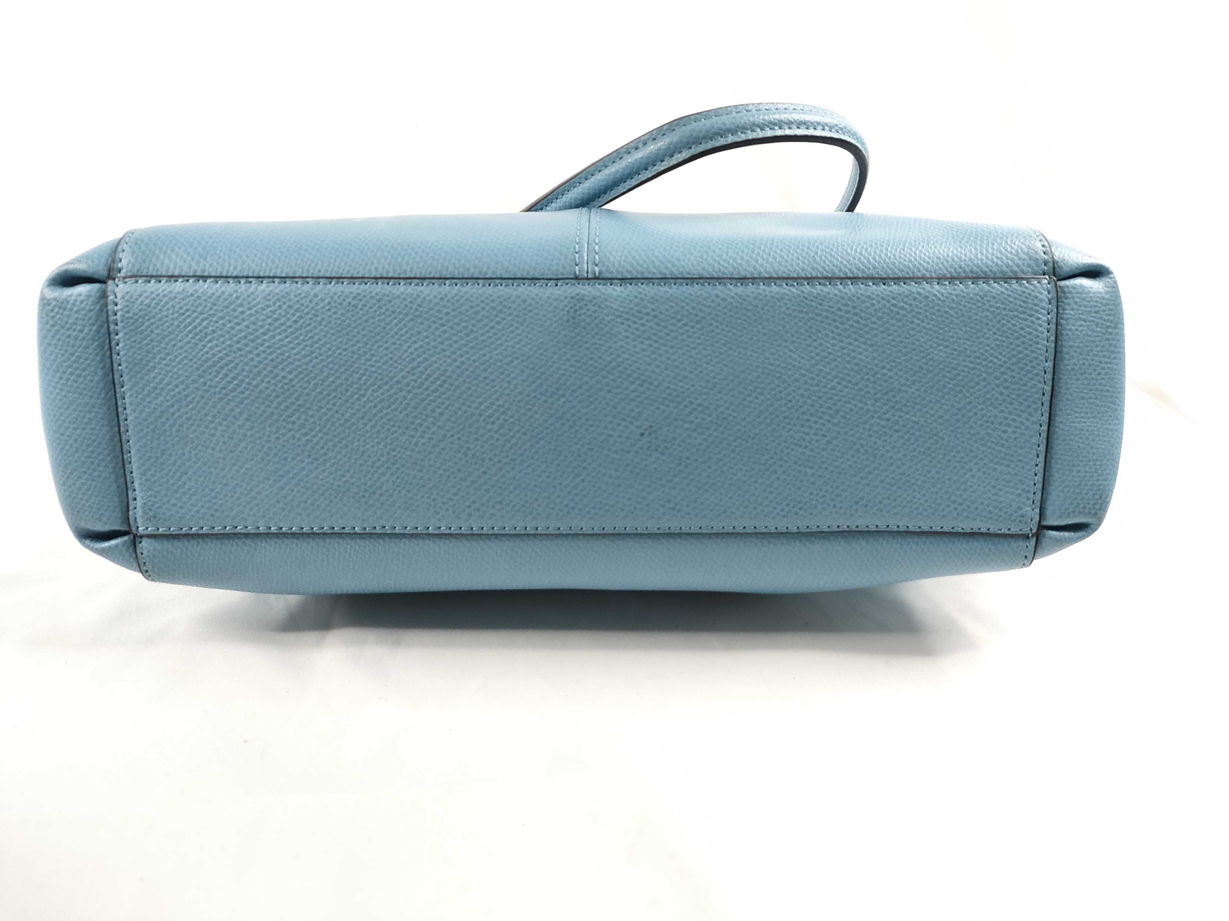 Coach Light Blue Pebbled Leather Triple Compartment Christie Carryall Satchel