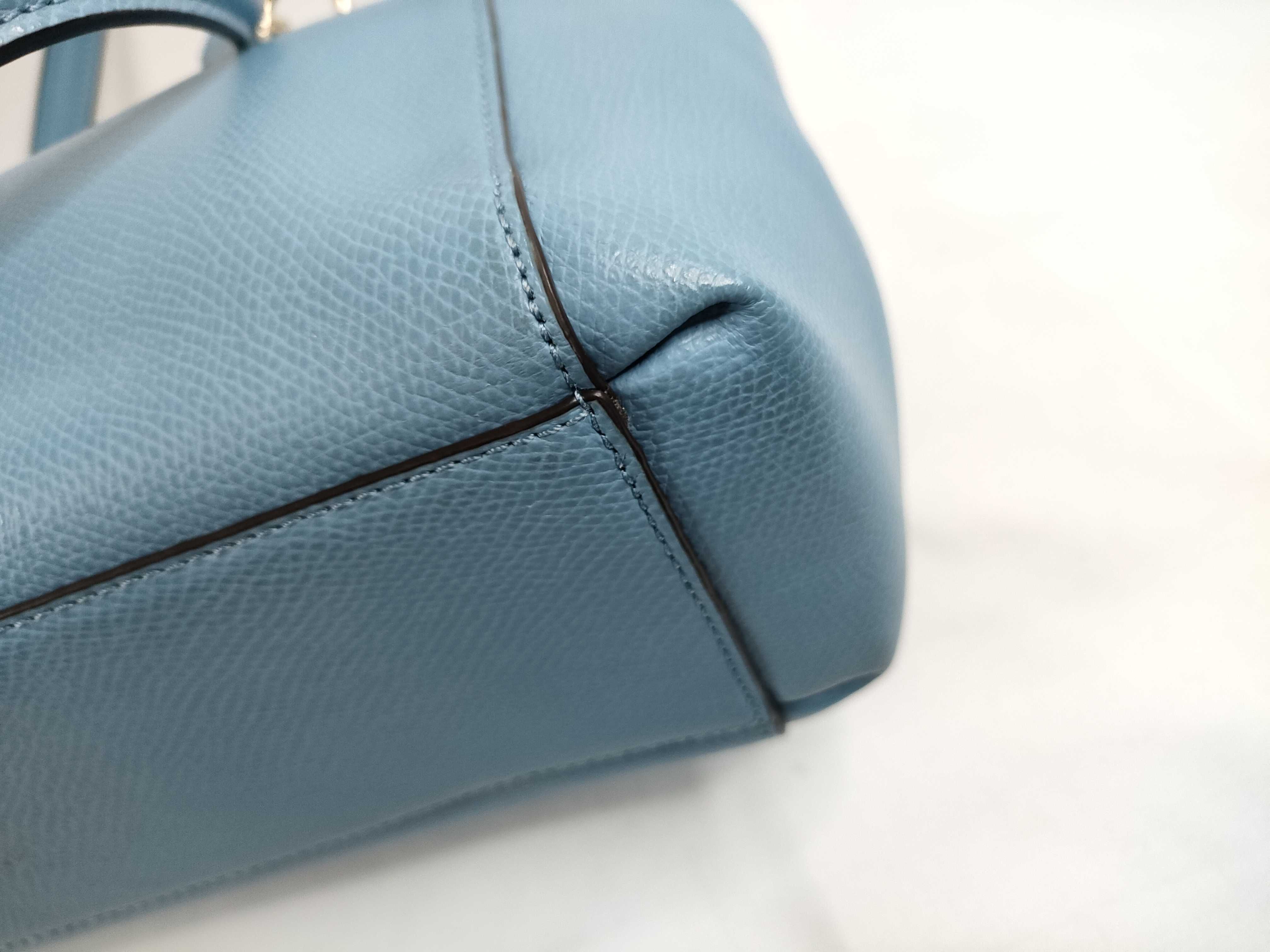 Coach Light Blue Pebbled Leather Triple Compartment Christie Carryall Satchel