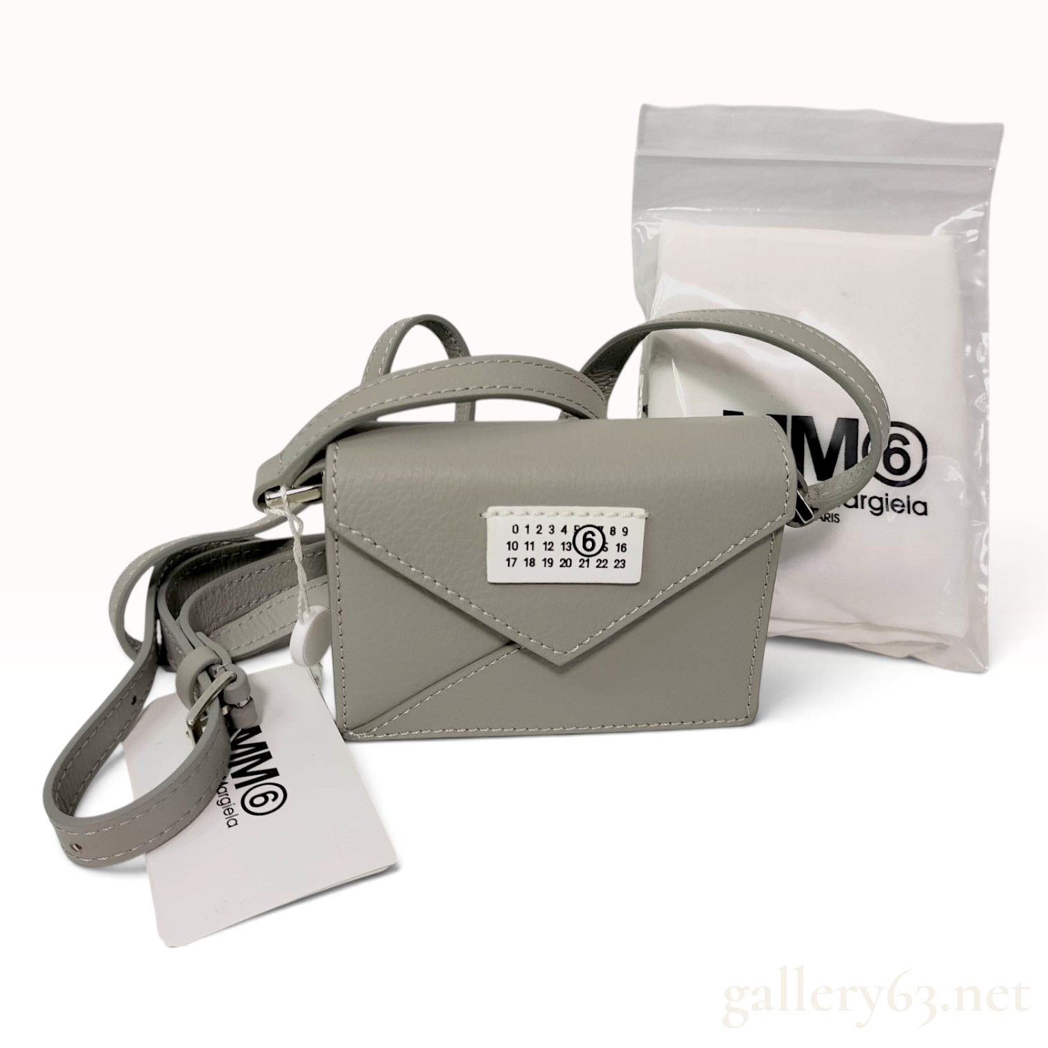 Brand New Maison Margiela Gray Leather Crossbody Bag MM6