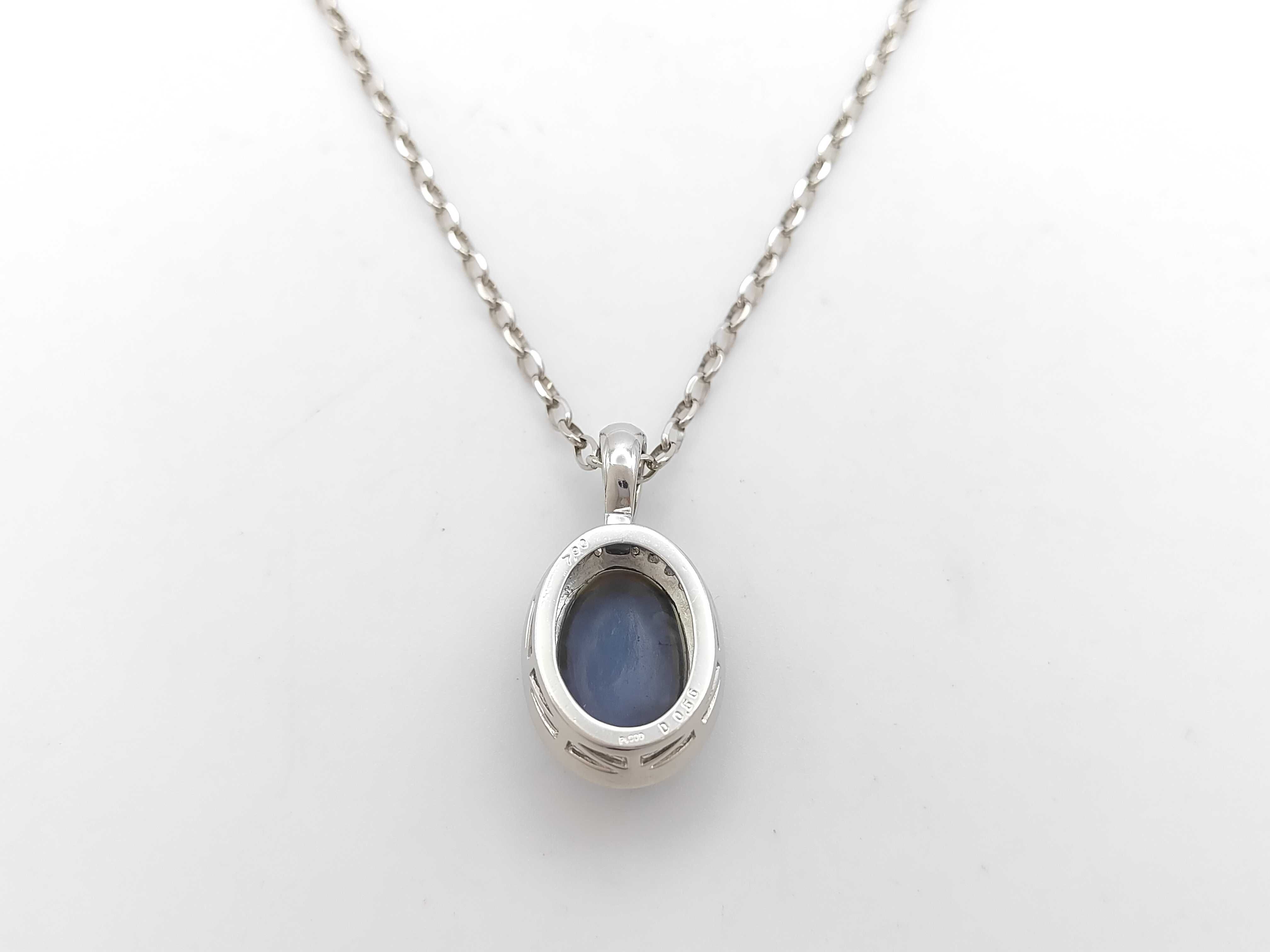 Pt900 Platinum 7.90ct Natural Black Opal and 0.56ctw Natural Diamond Pendant Necklace W/CGL Report