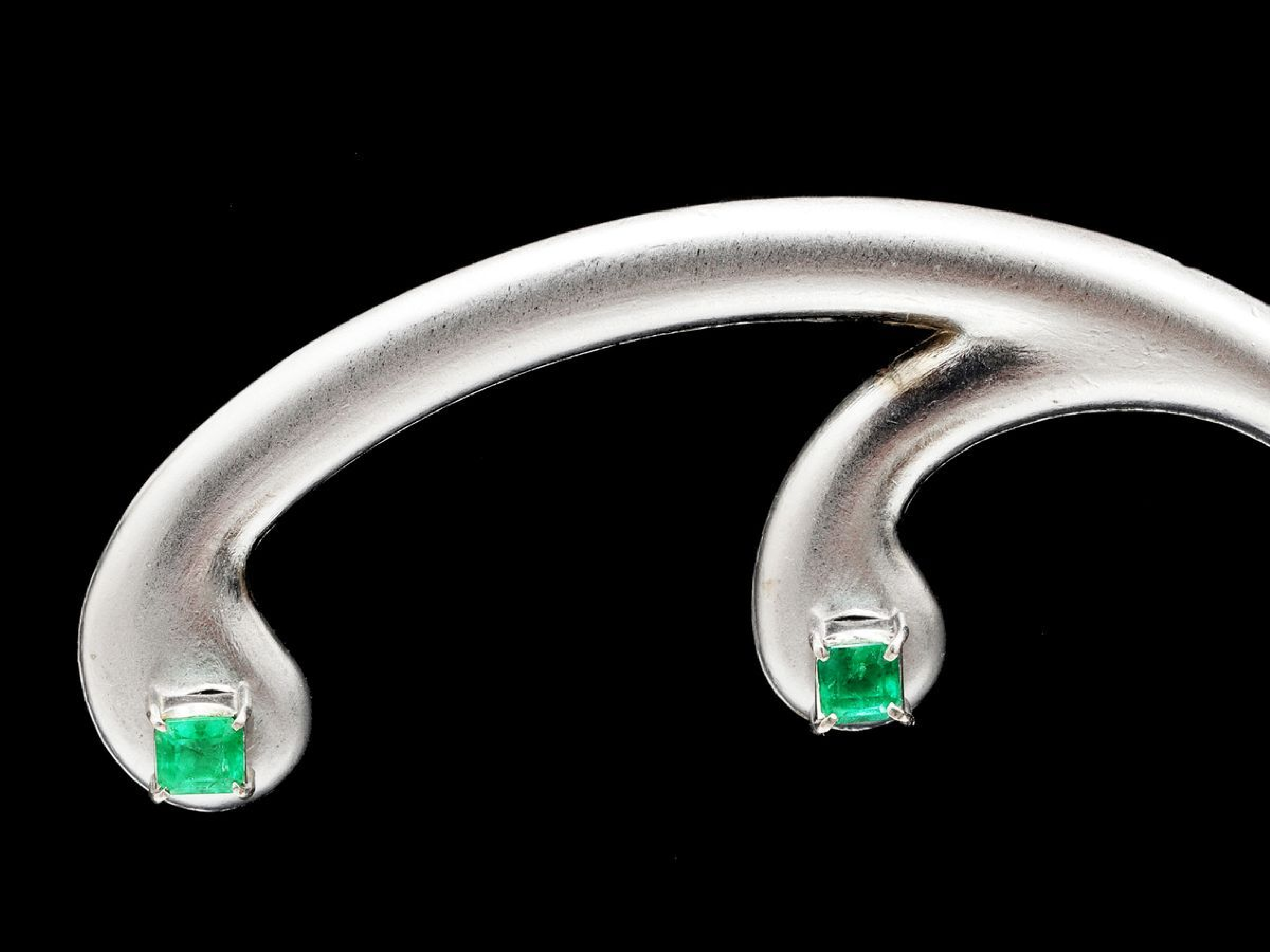 A Pair of Platinum and 0.40ctw Natural Emerald Stud Earrings