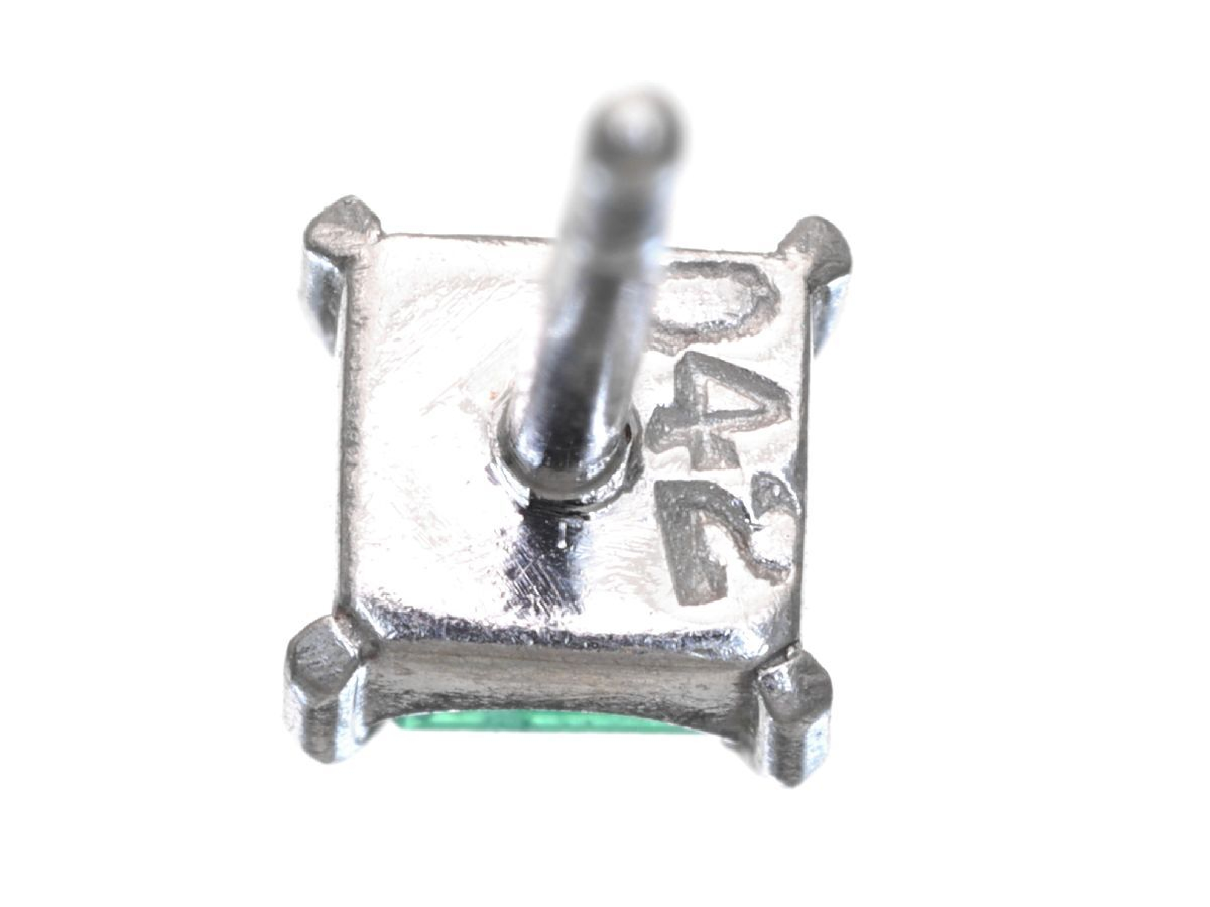 A Pair of Platinum and 0.40ctw Natural Emerald Stud Earrings