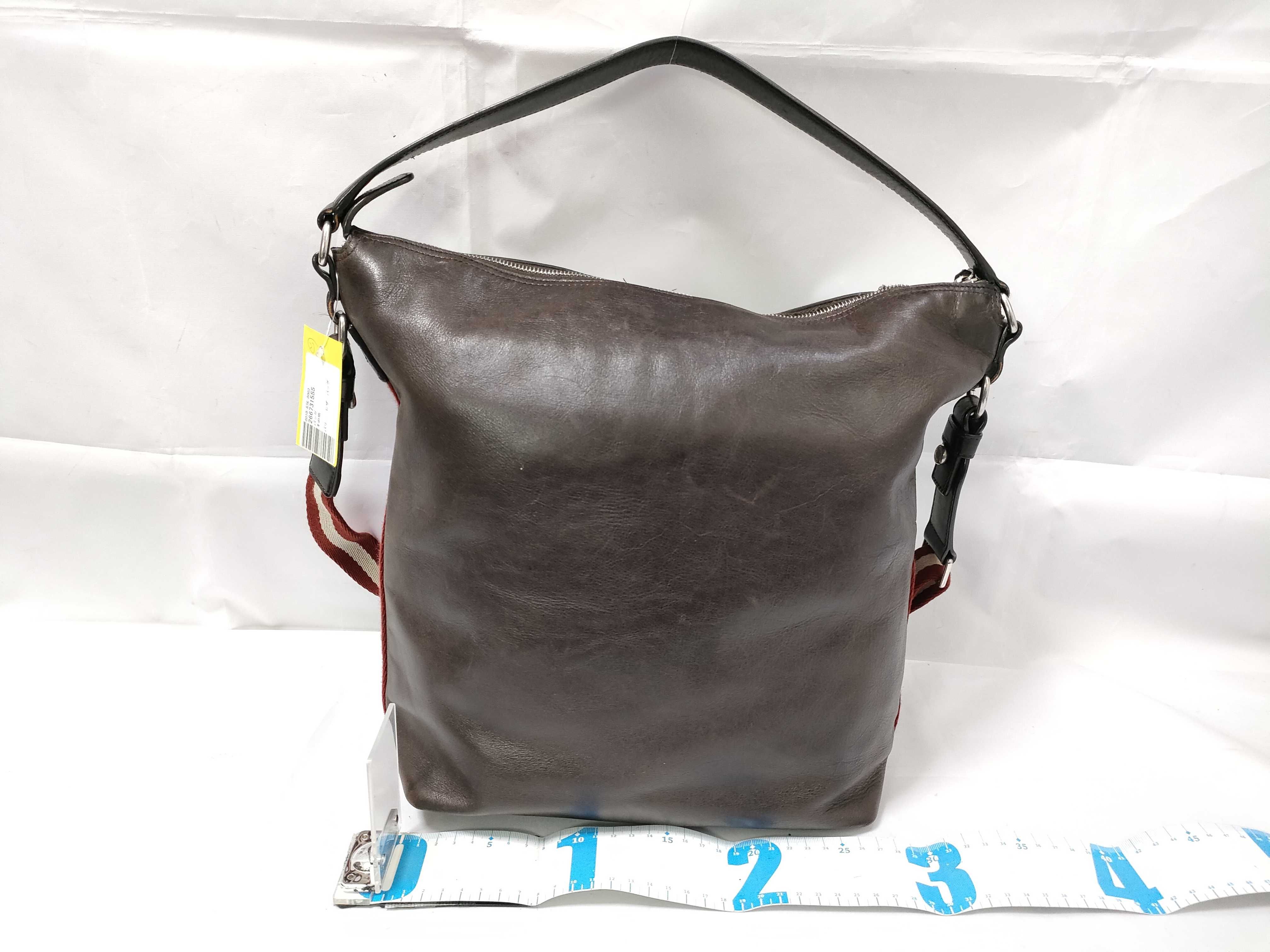 Bally Dark Brown Leather 2-Way Shoulder Bag with Retail Tag