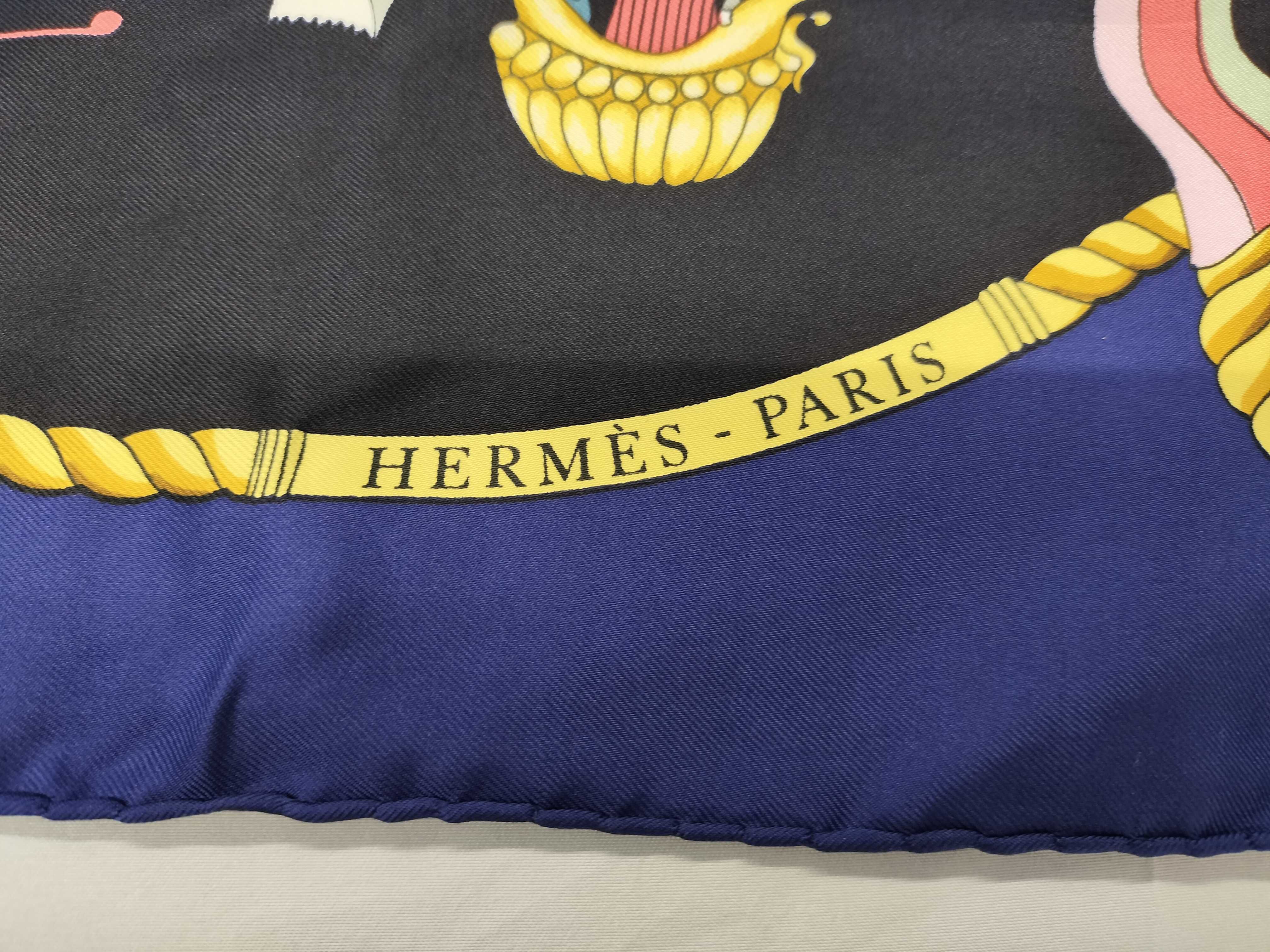 Vintage Hermes Les Folies du Ciel (The Follies of the Sky) Blue Silk Carre 90