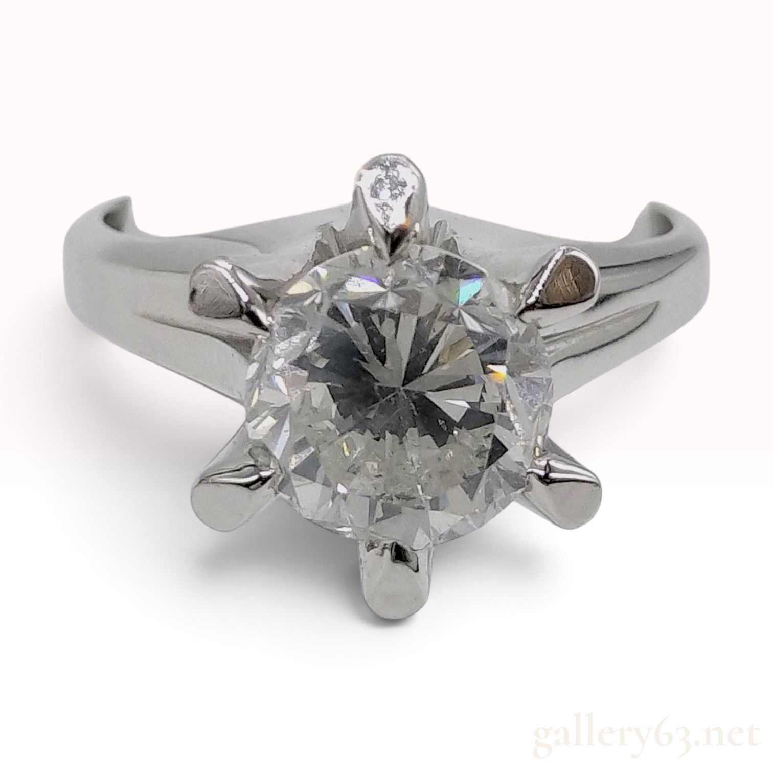 1.953ct Natural G-I1 Diamond Pt900 Solitaire Ring W/Central Gem Laboratory Report