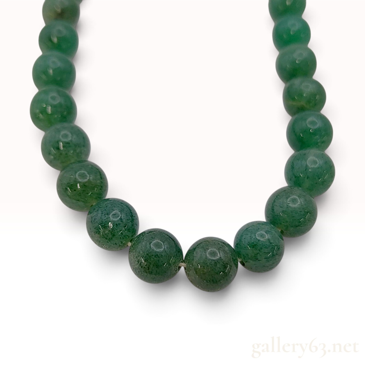 Vintage Green Aventurine Bead and Silver Necklace