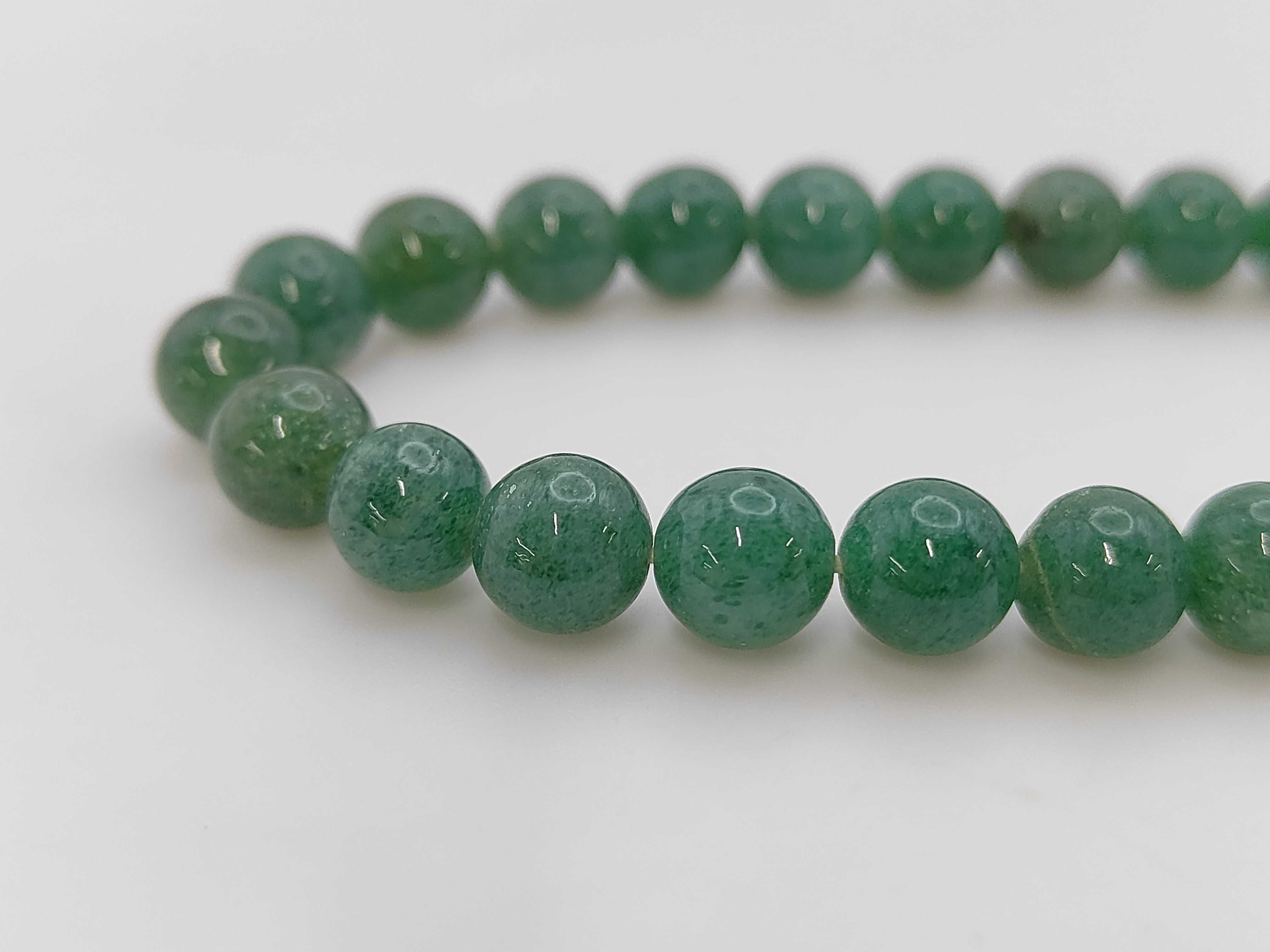Vintage Green Aventurine Bead and Silver Necklace