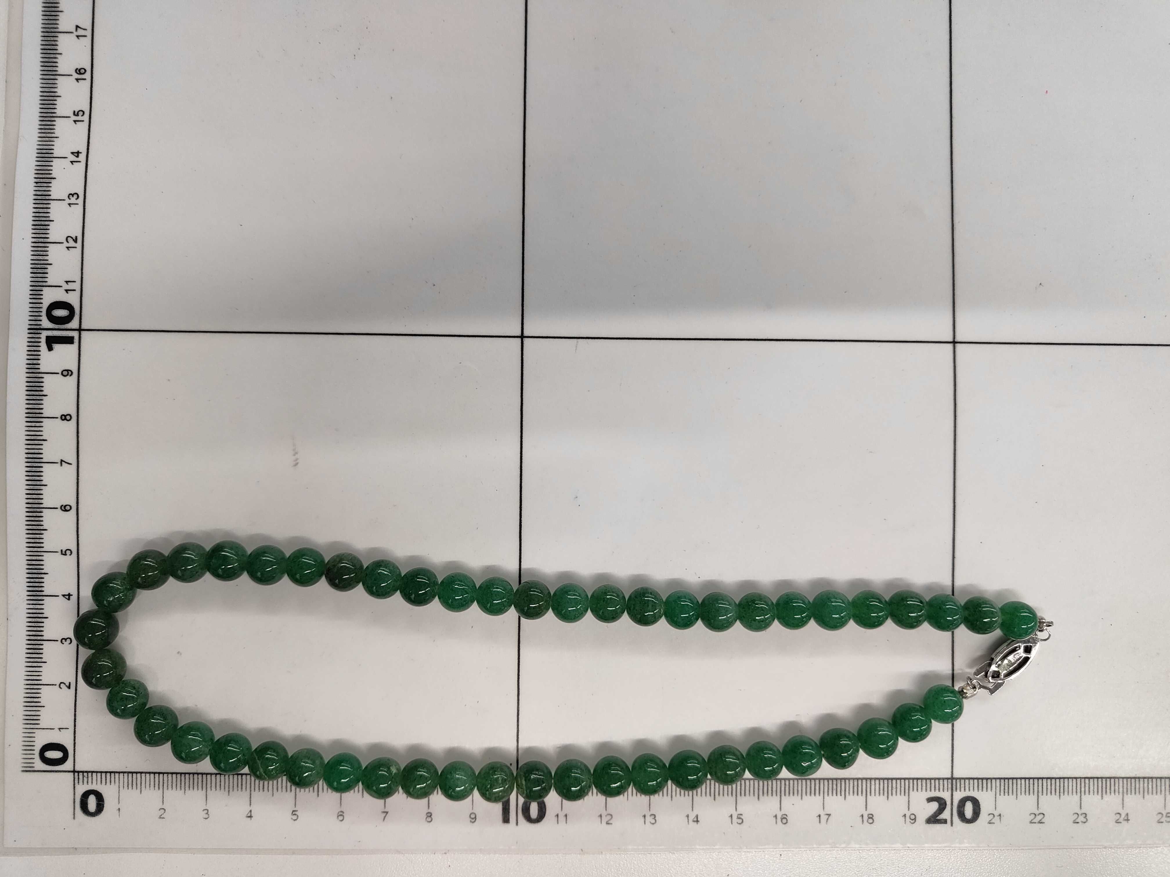 Vintage Green Aventurine Bead and Silver Necklace