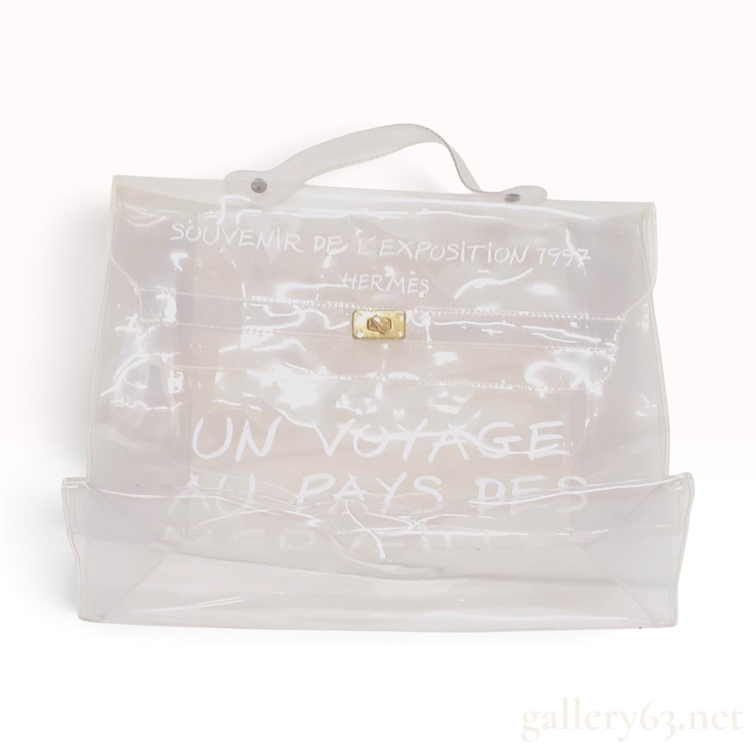 Vintage Hermes Souvenir de l'Exposition 1997 Clear Vinyl Kelly 40 Handbag