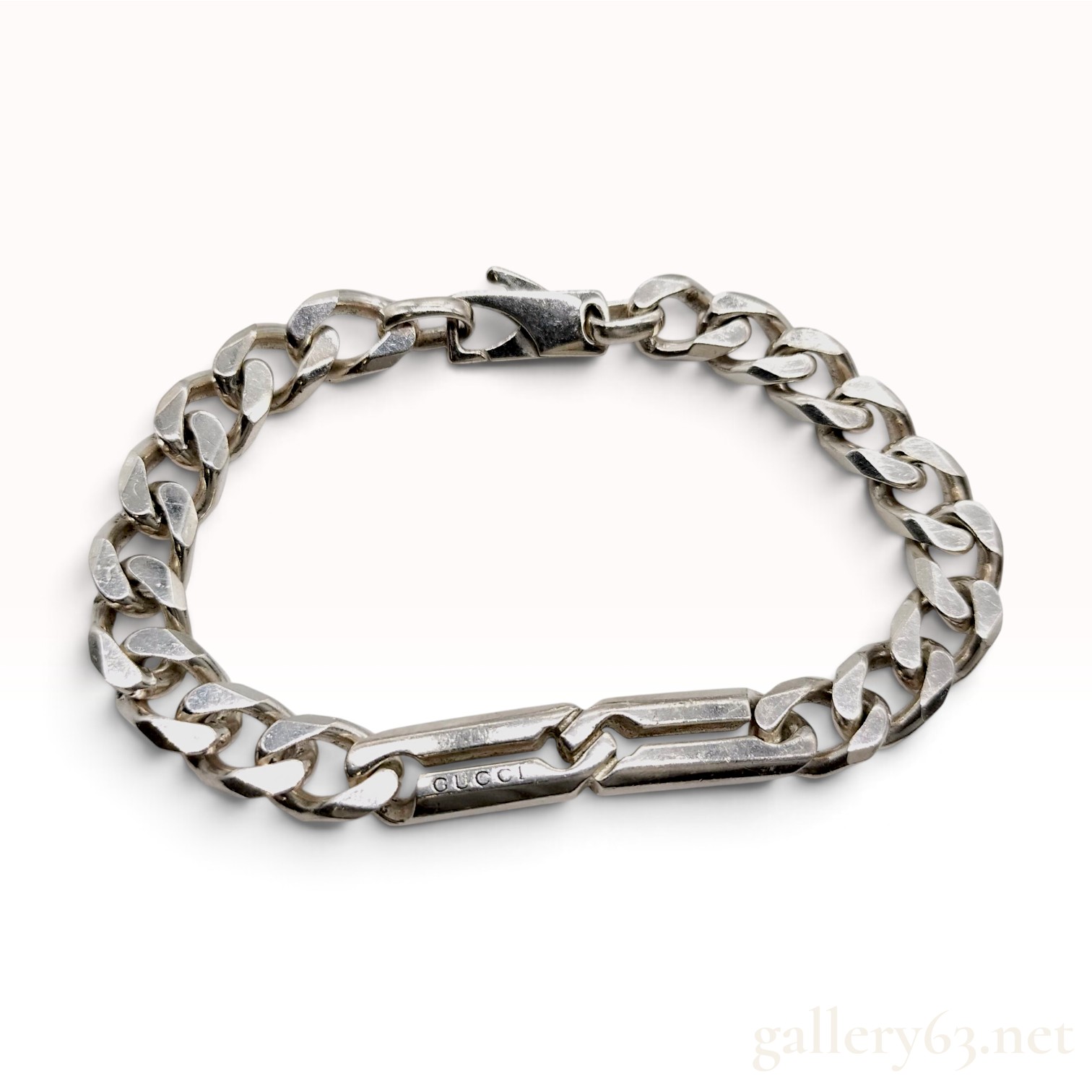 Gucci Infinity Knot Sterling Silver Curb Link Bracelet Size 18