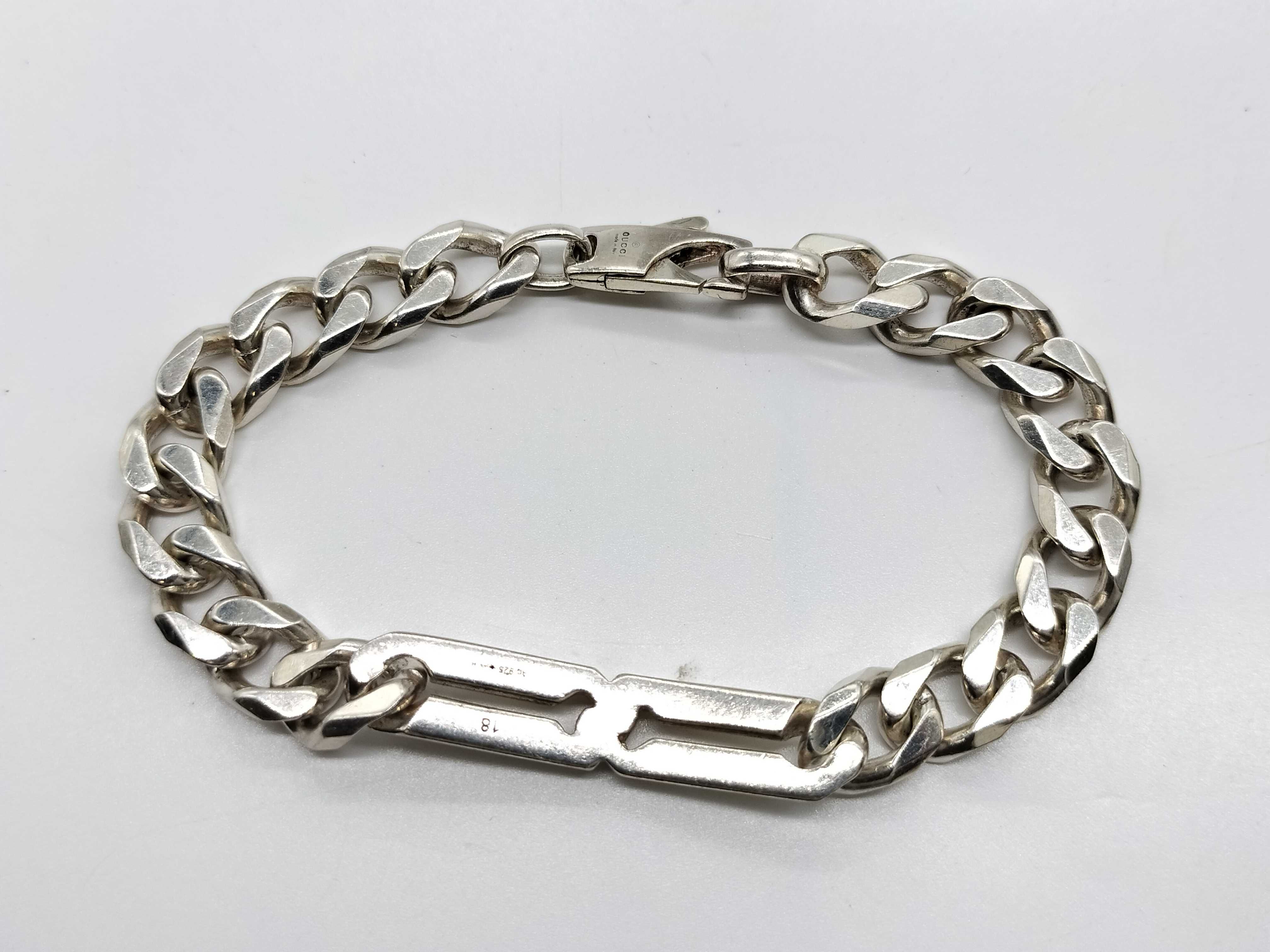 Gucci Infinity Knot Sterling Silver Curb Link Bracelet Size 18