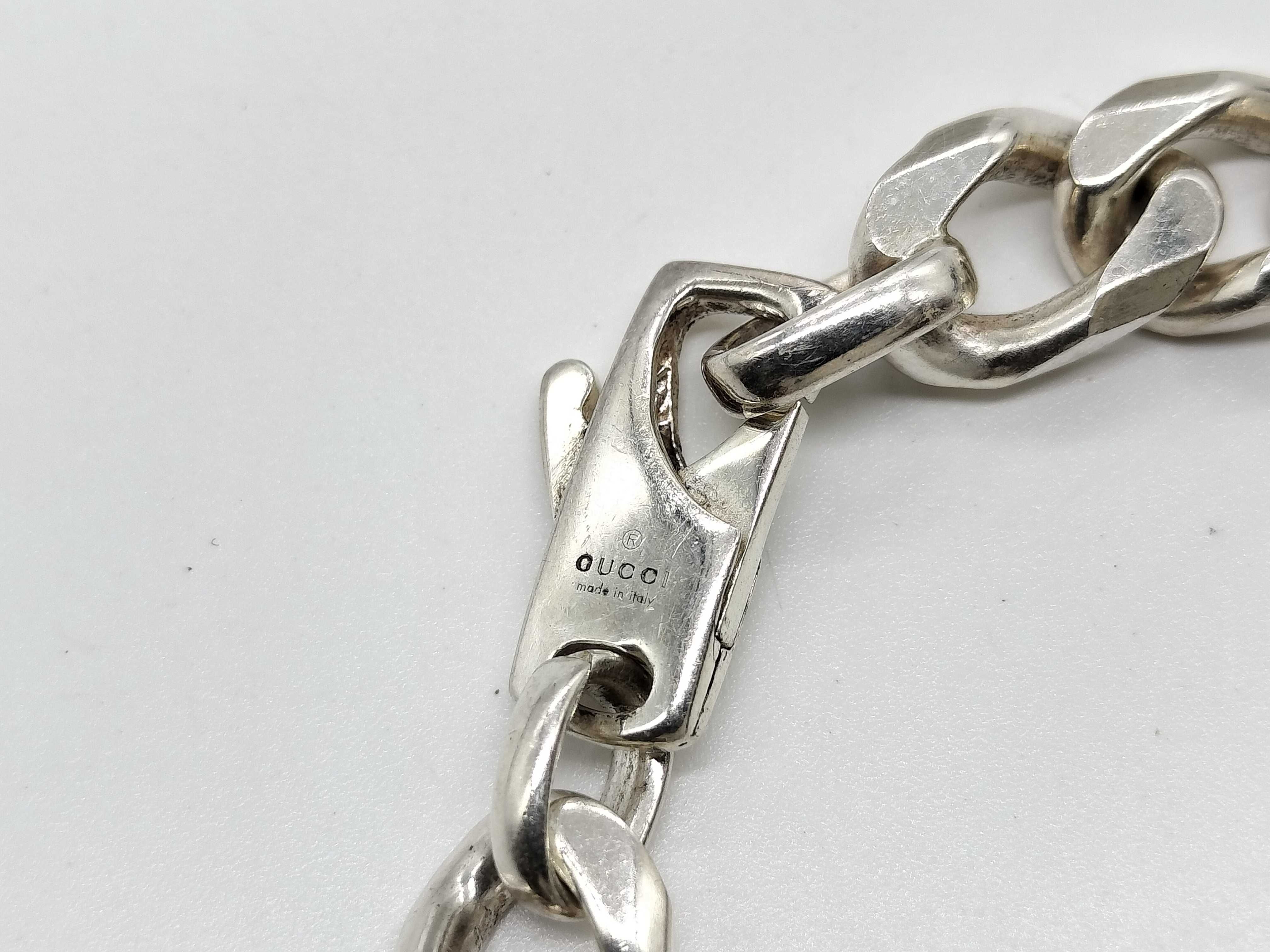 Gucci Infinity Knot Sterling Silver Curb Link Bracelet Size 18