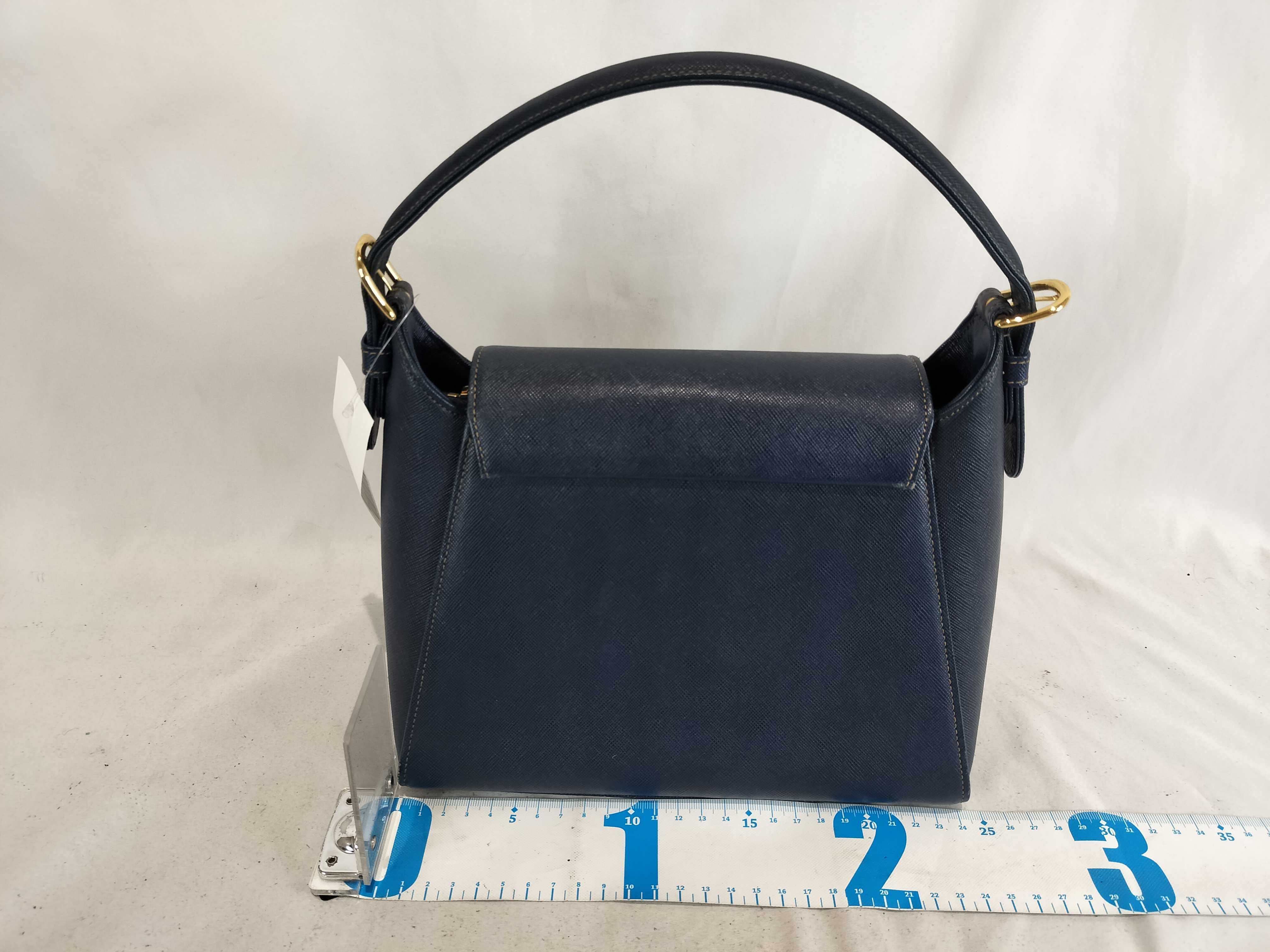 Vintage Valentino Garavani Navy Saffiano Leather Top Handle Bag with Tag