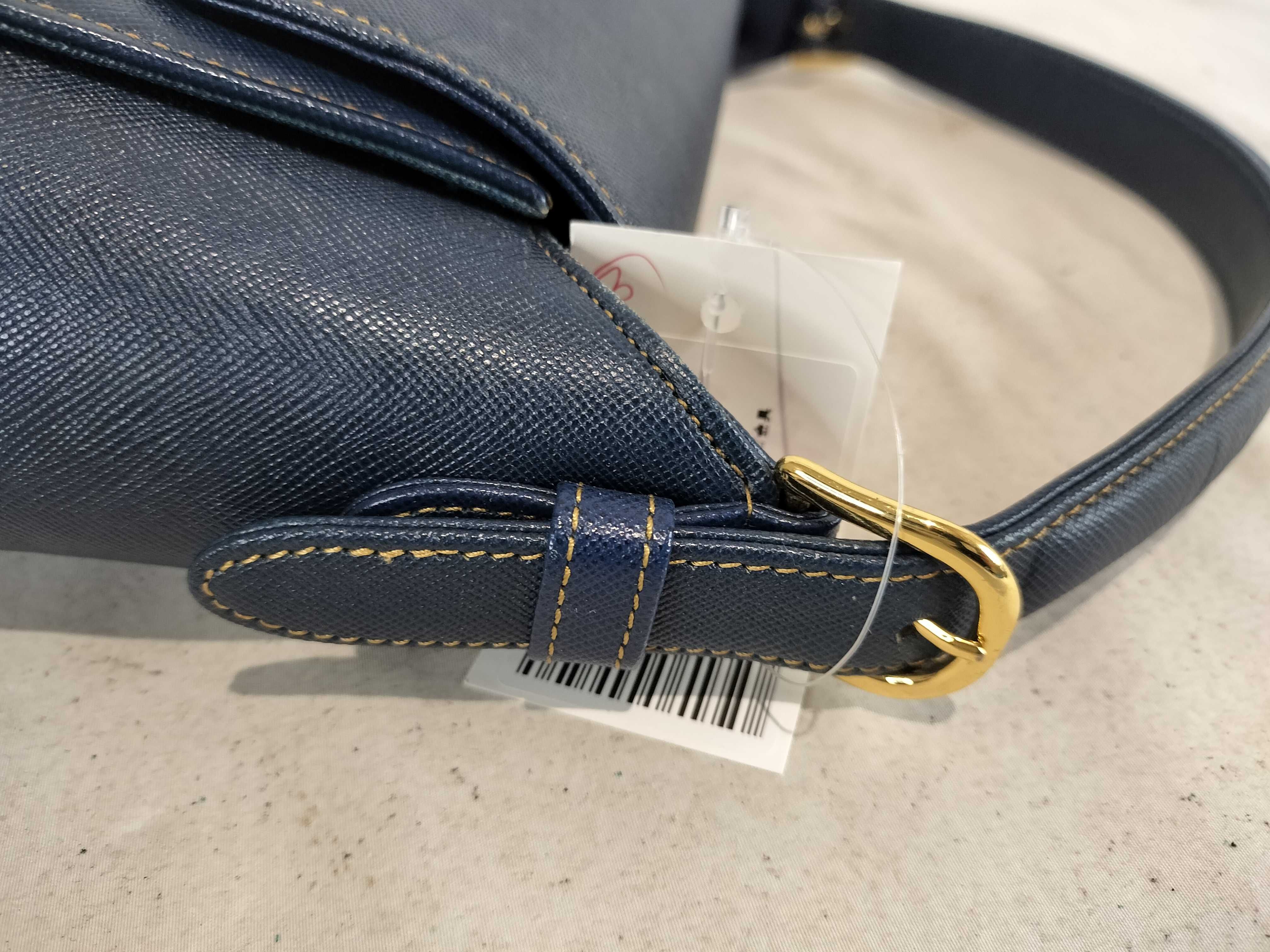 Vintage Valentino Garavani Navy Saffiano Leather Top Handle Bag with Tag