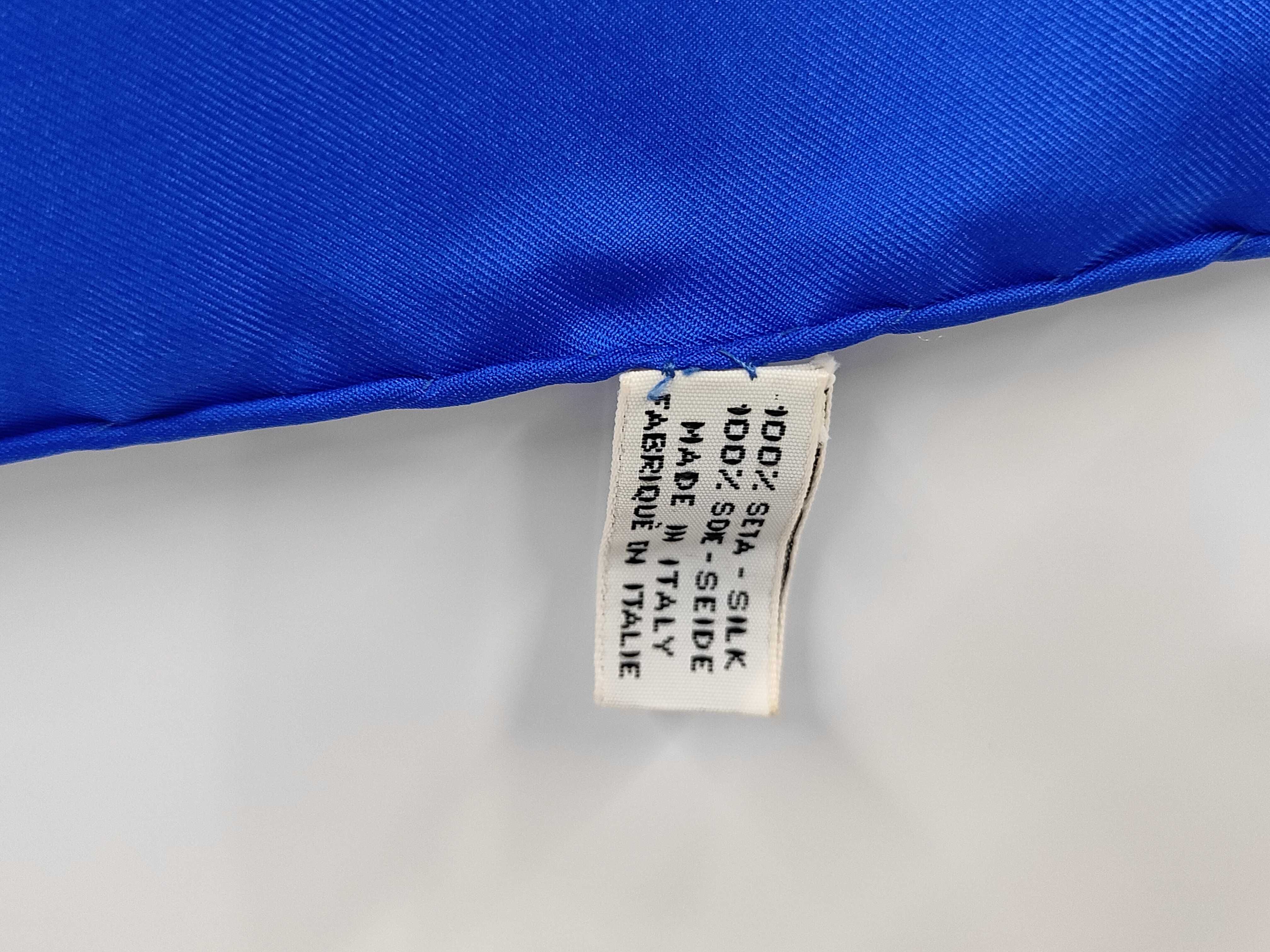 Vintage Celine Horse Carriage Motif Blue Silk Scarf 90 cm