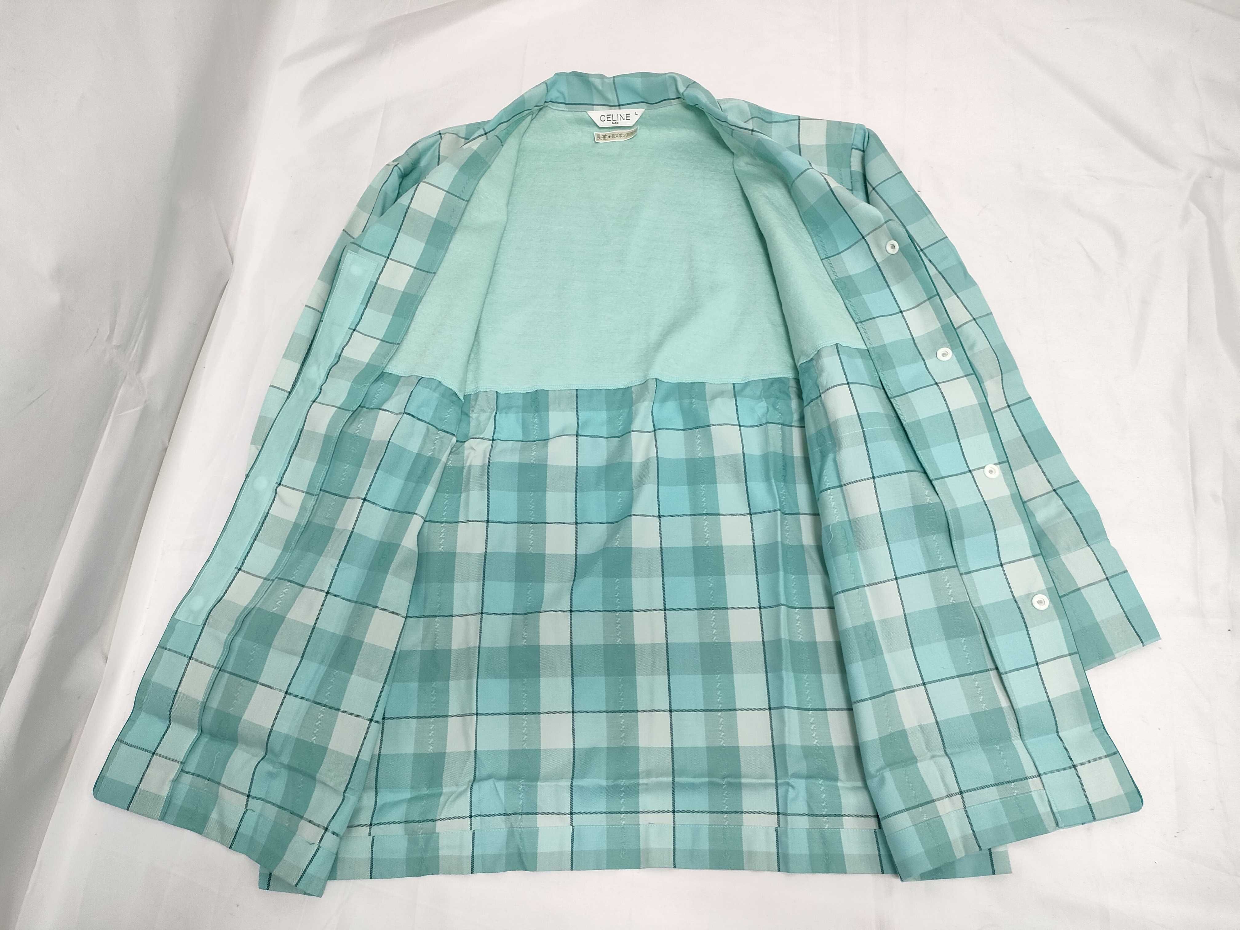 NWT Celine Mint Green Plaid Pajama Set Size Large with Packaging