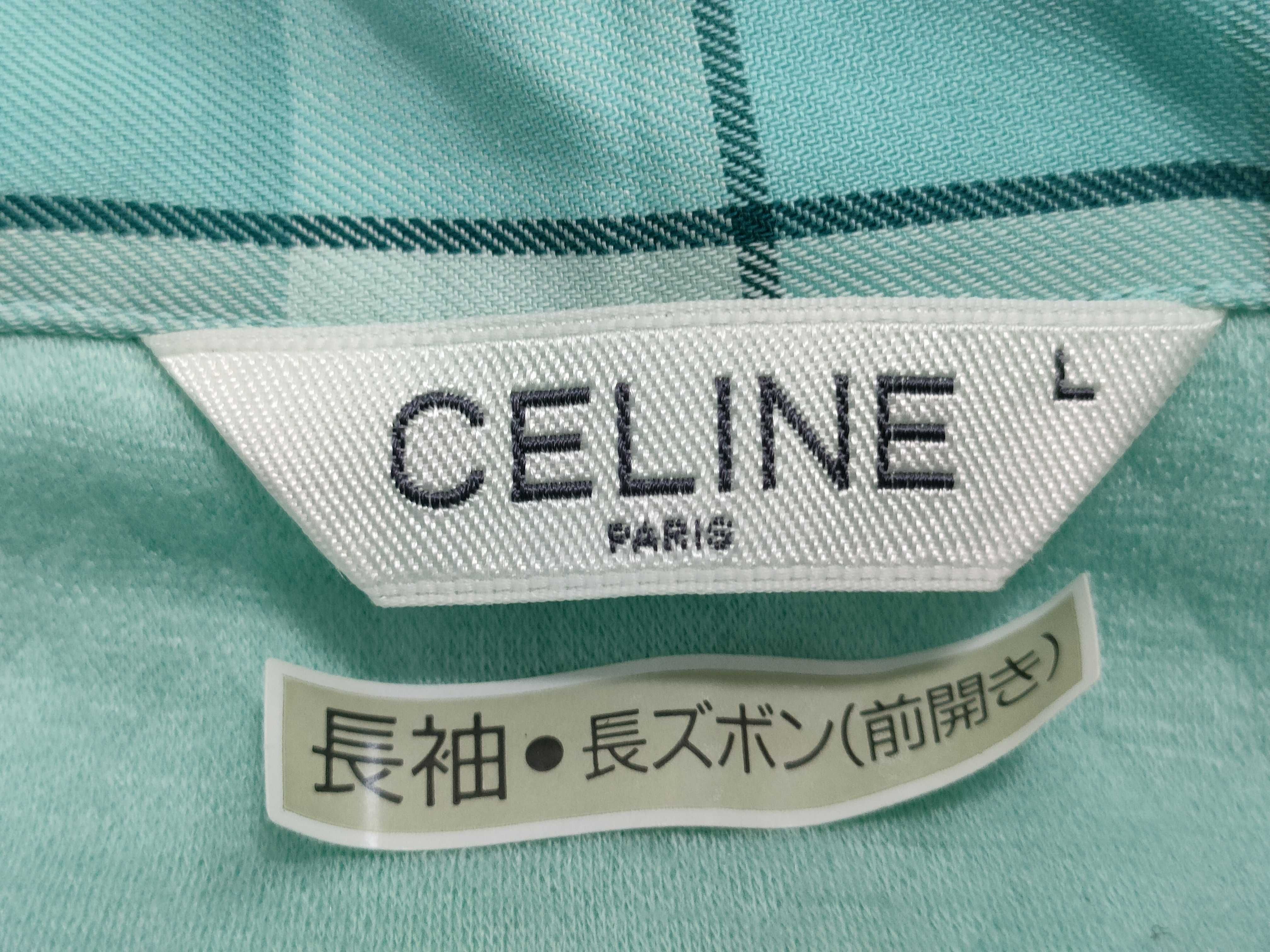 NWT Celine Mint Green Plaid Pajama Set Size Large with Packaging