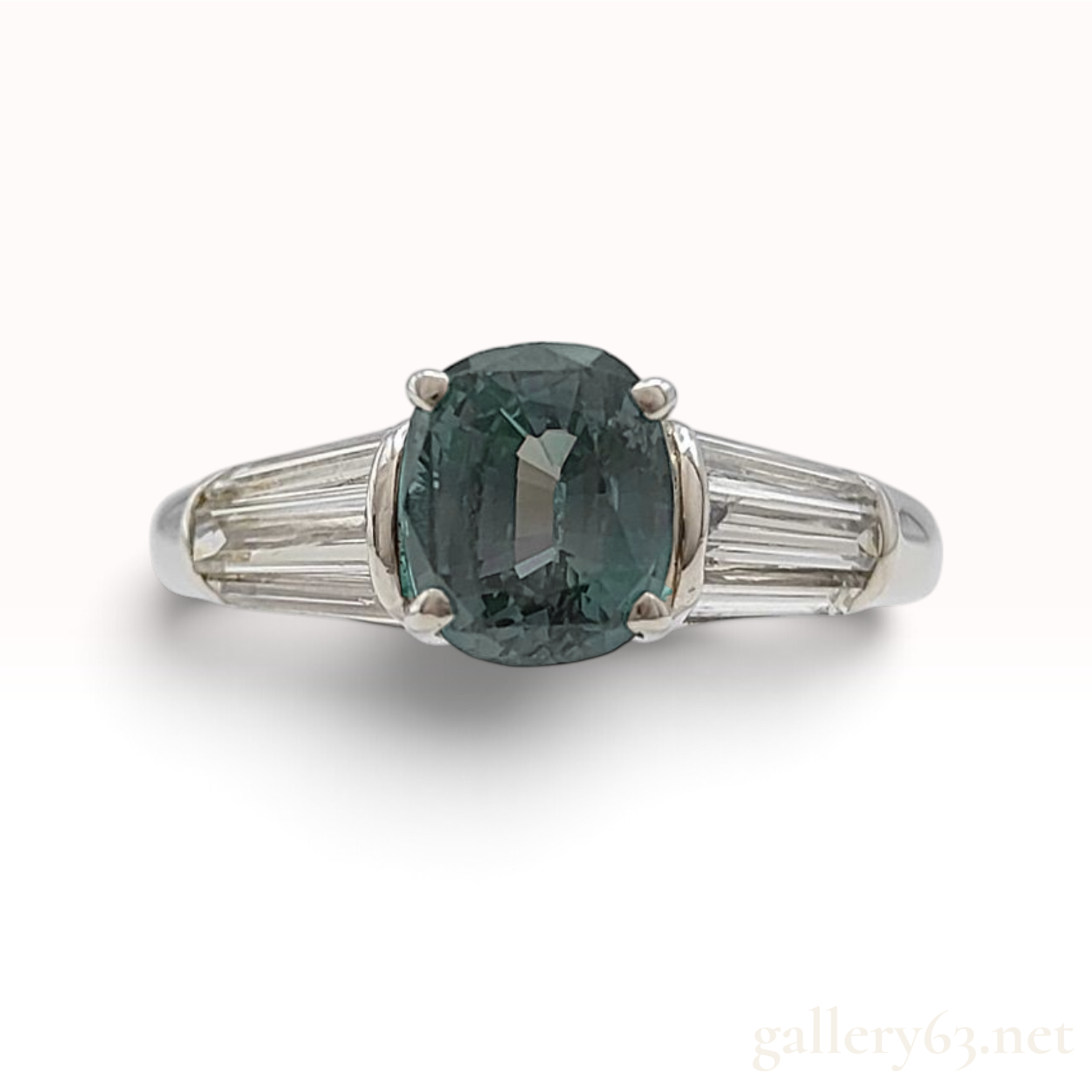 Pt900 1.79ct Natural Alexandrite and 0.64ctw Natural Diamond Ring Size 5.5 W/GIA Report