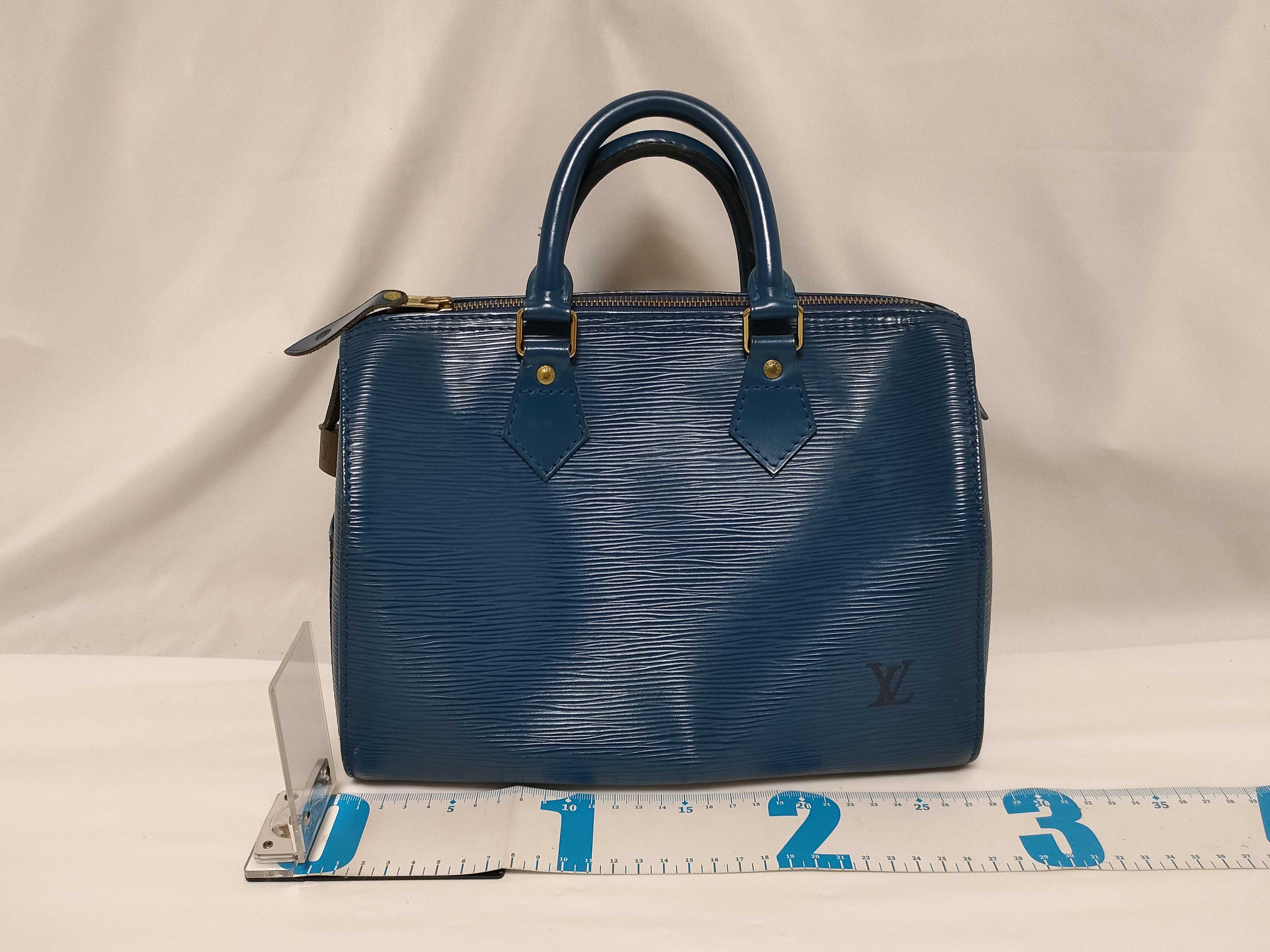 Vintage Louis Vuitton Speedy 30 Toledo Blue Epi Leather Top Handle Bag