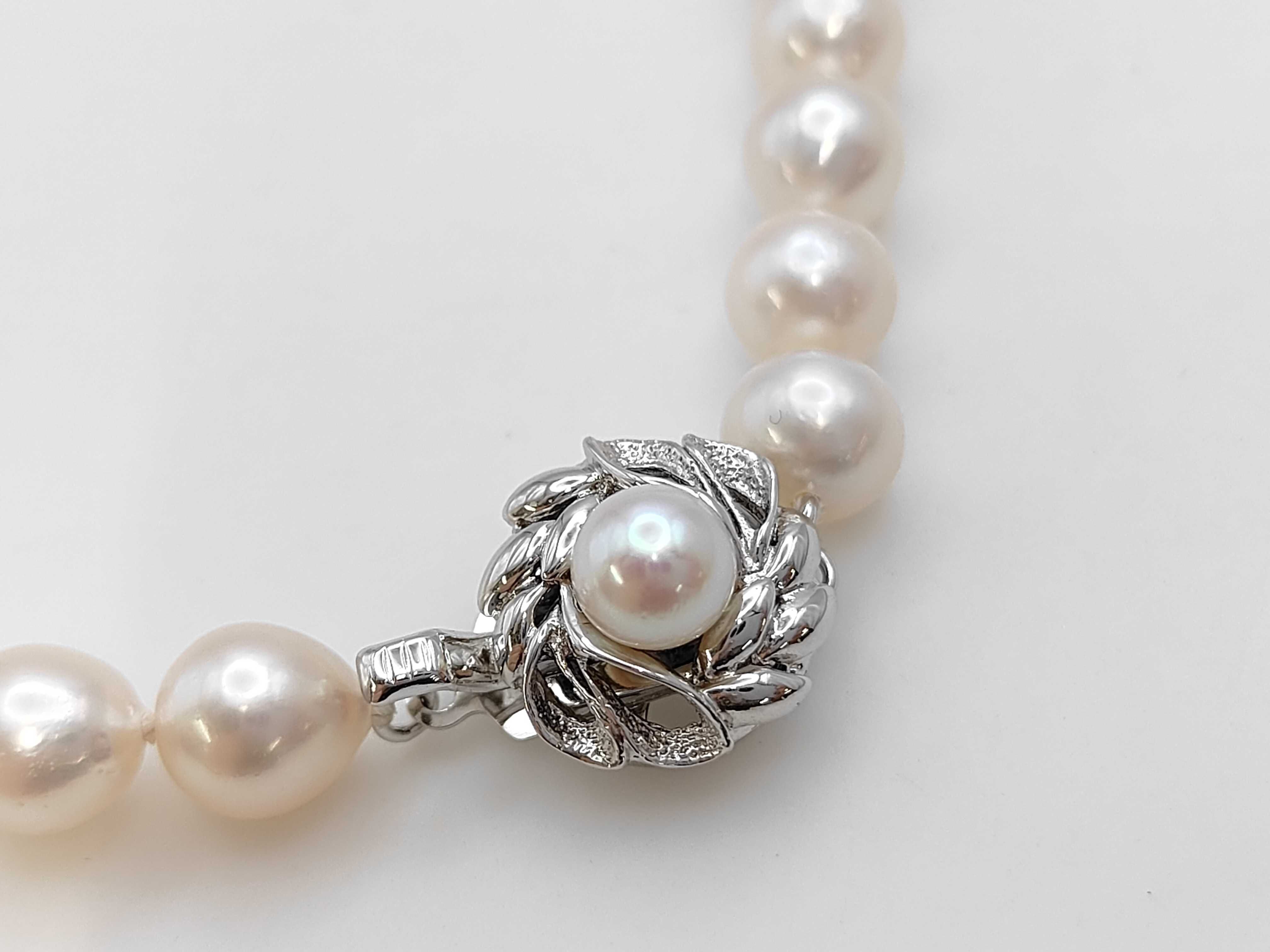 Silver and 7mm to 8mm Cultured Pearl Single Strand Necklace 42cm