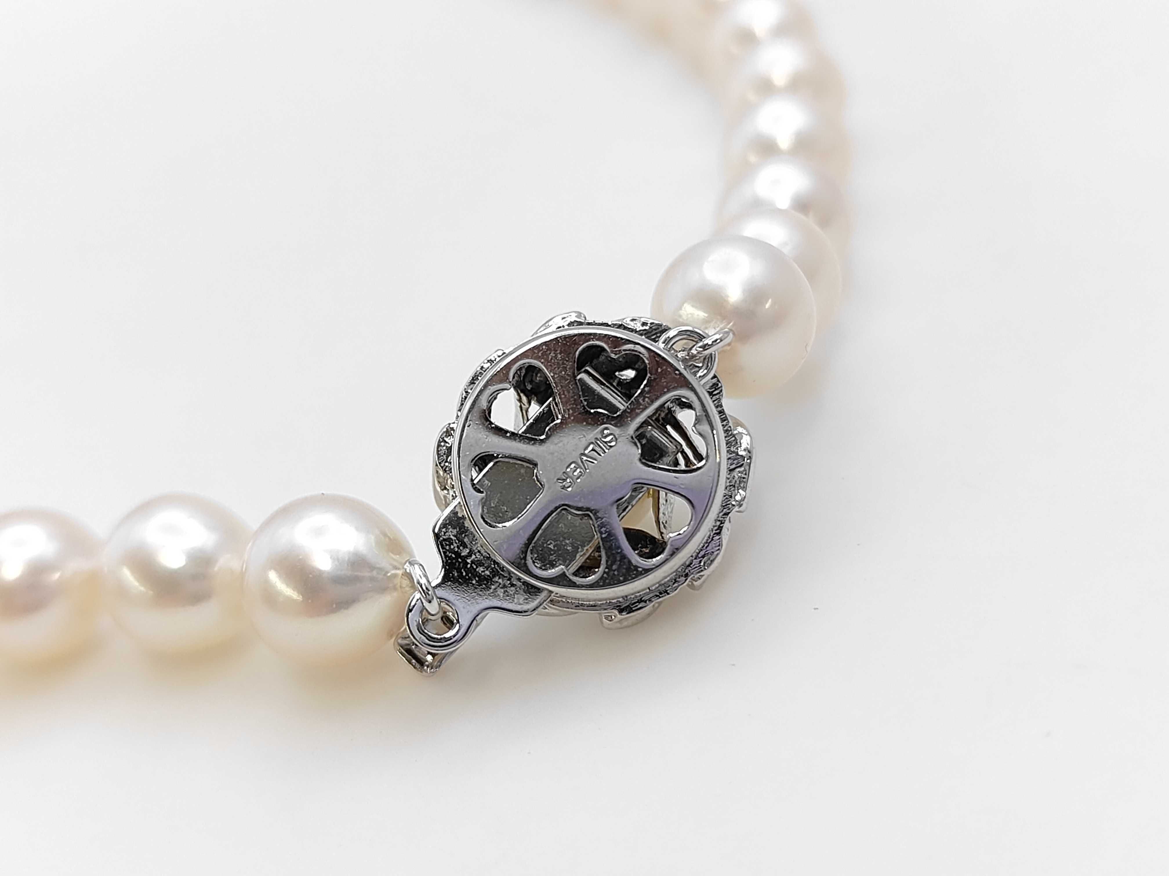 Silver and 7mm to 8mm Cultured Pearl Single Strand Necklace 42cm