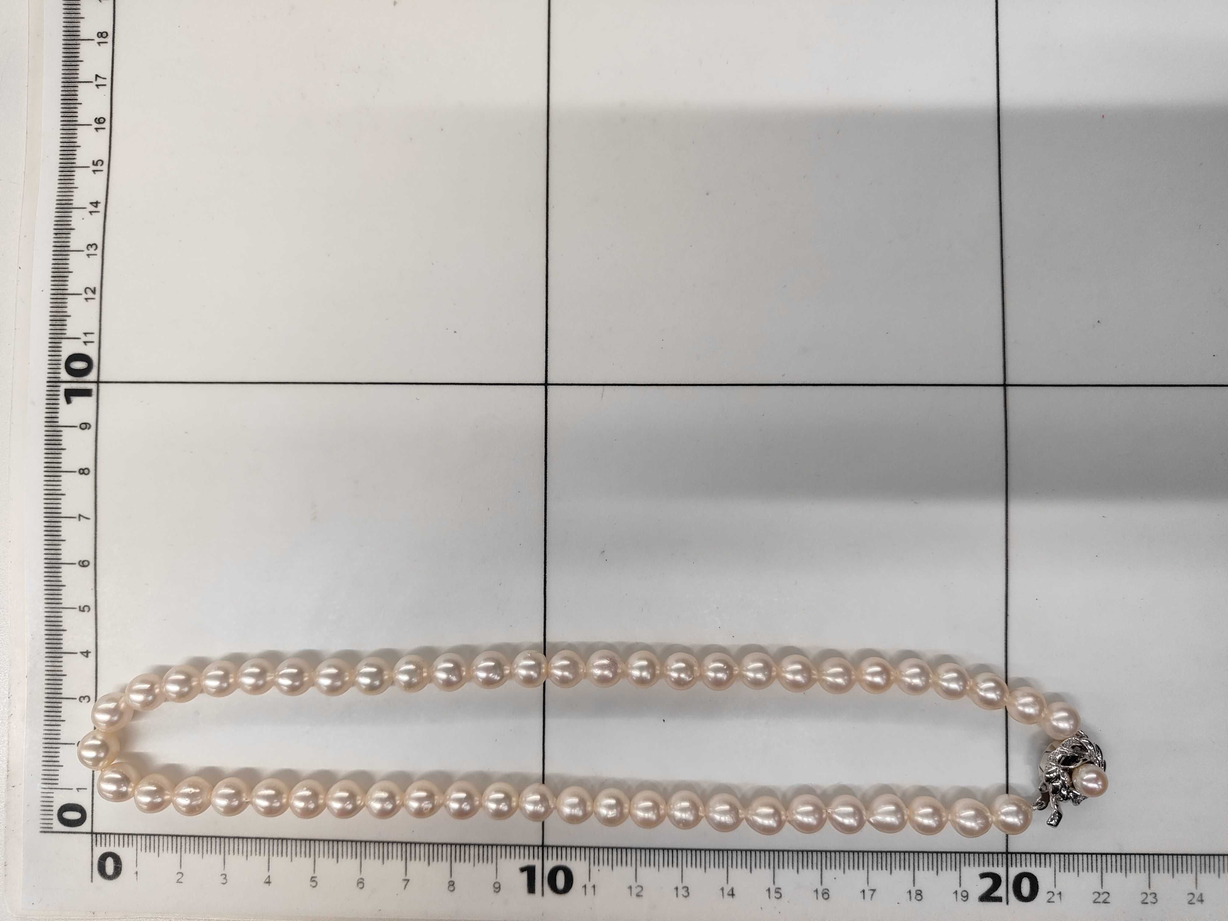 Silver and 7mm to 8mm Cultured Pearl Single Strand Necklace 42cm