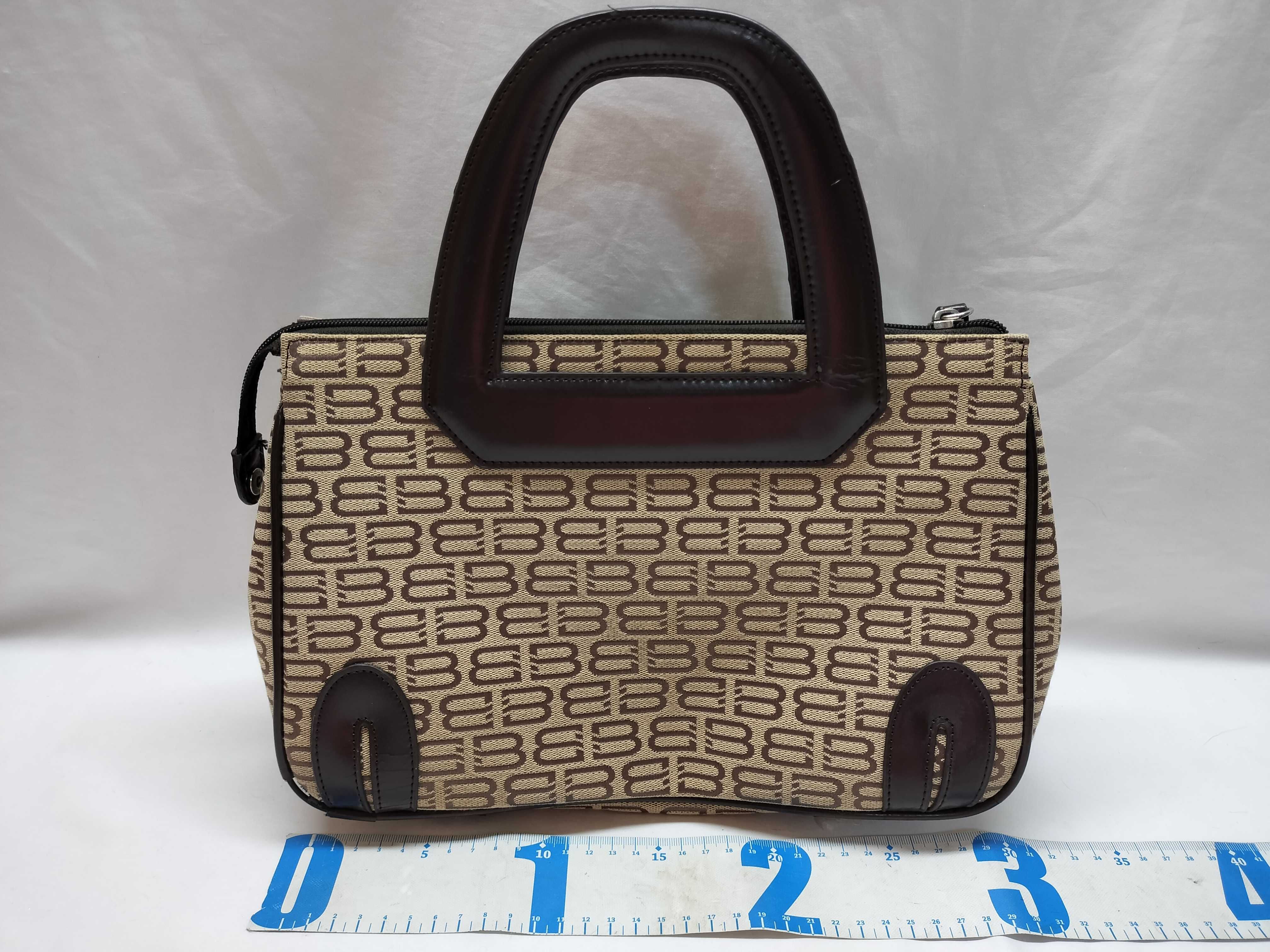 Vintage Balenciaga BB Monogram Beige and Brown Canvas Top Handle Bag with Tags