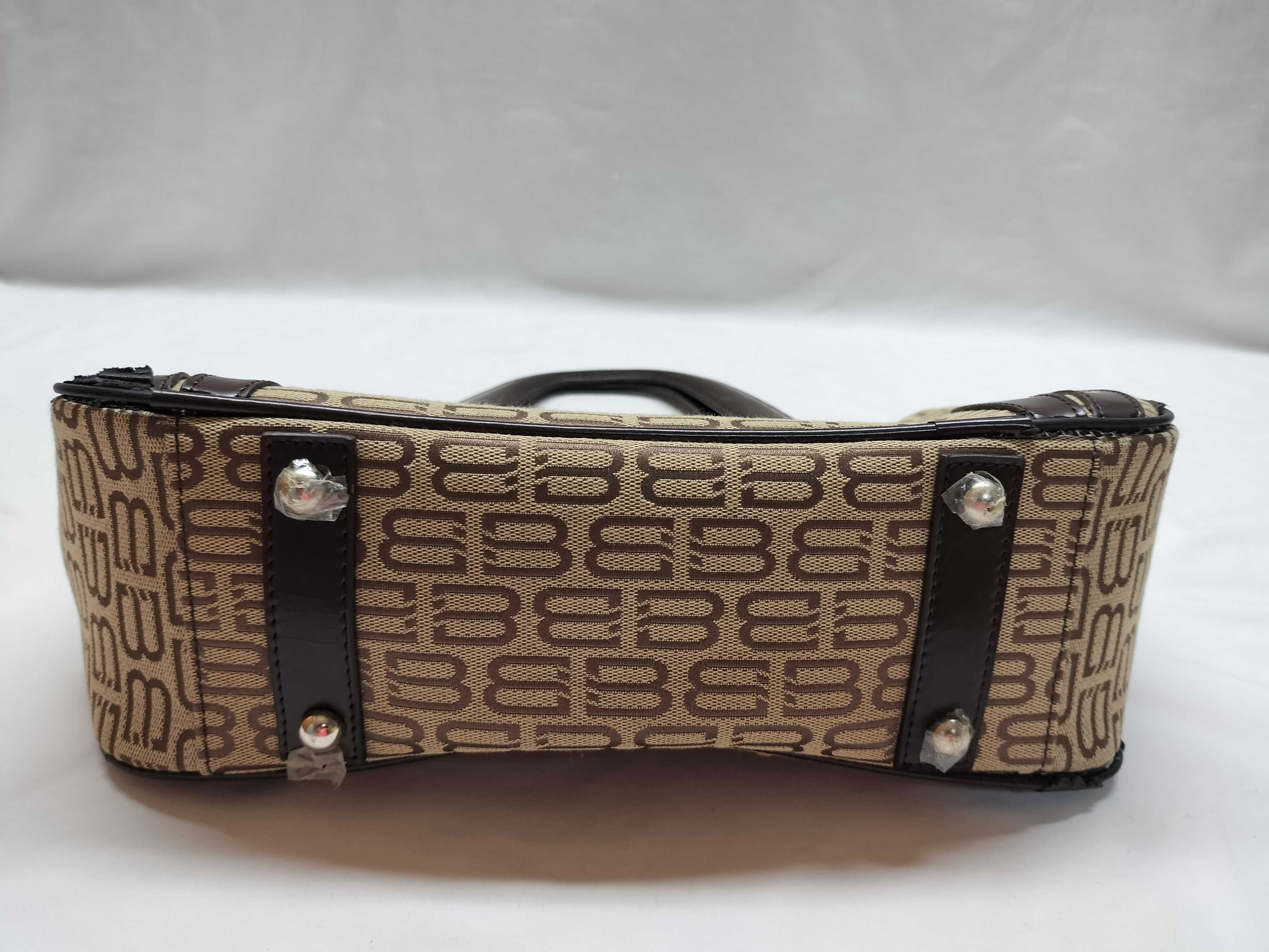 Vintage Balenciaga BB Monogram Beige and Brown Canvas Top Handle Bag with Tags