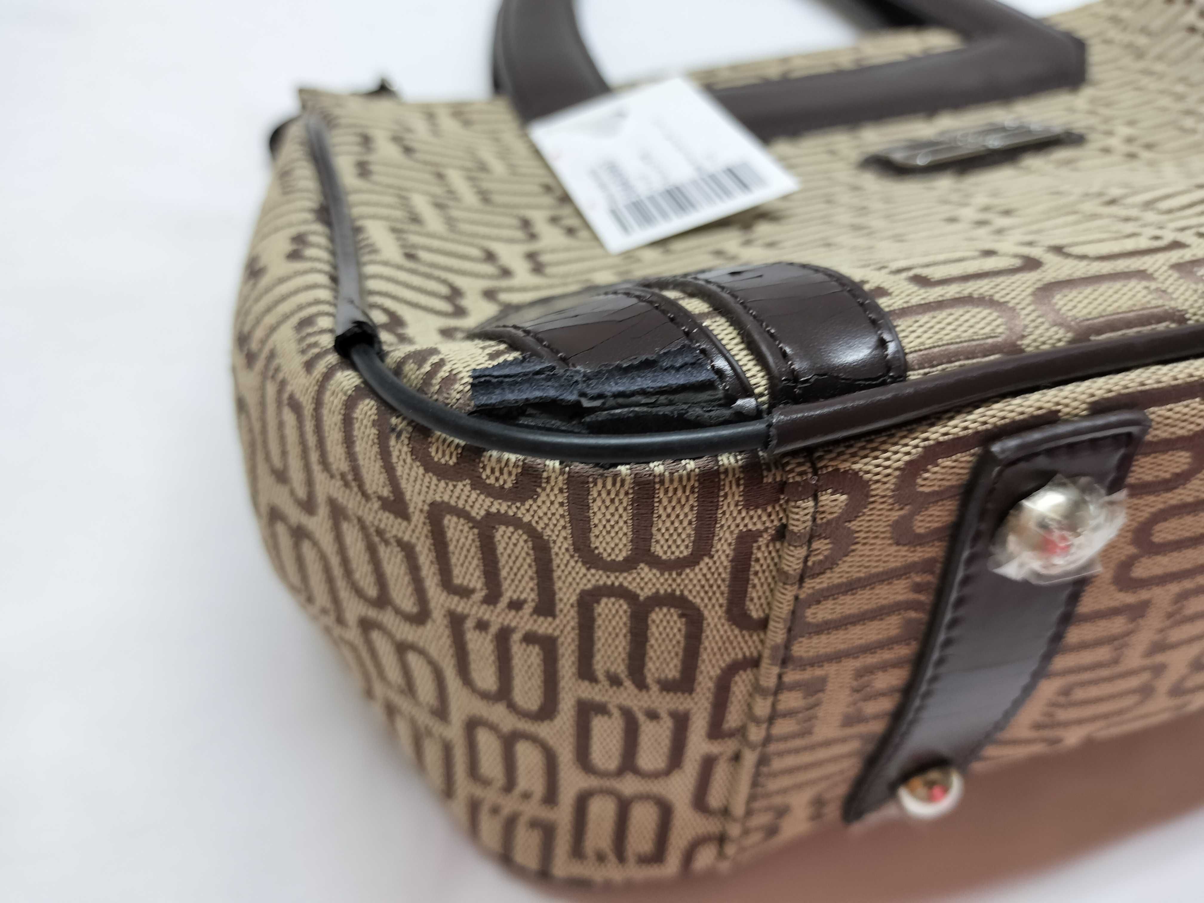 Vintage Balenciaga BB Monogram Beige and Brown Canvas Top Handle Bag with Tags