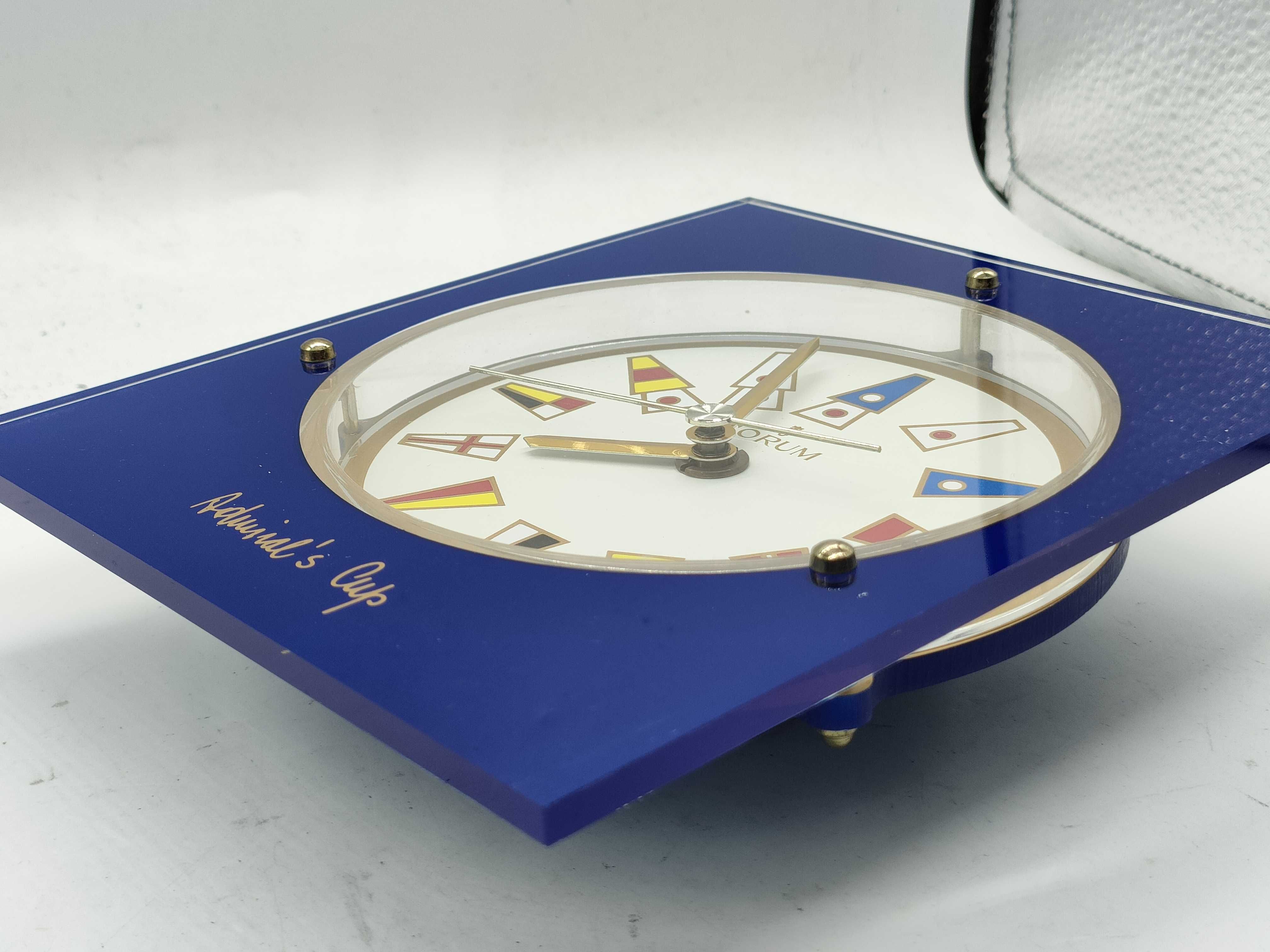 Corum Admiral's Cup Blue Acrylic Desk and Wall Clock with Stand