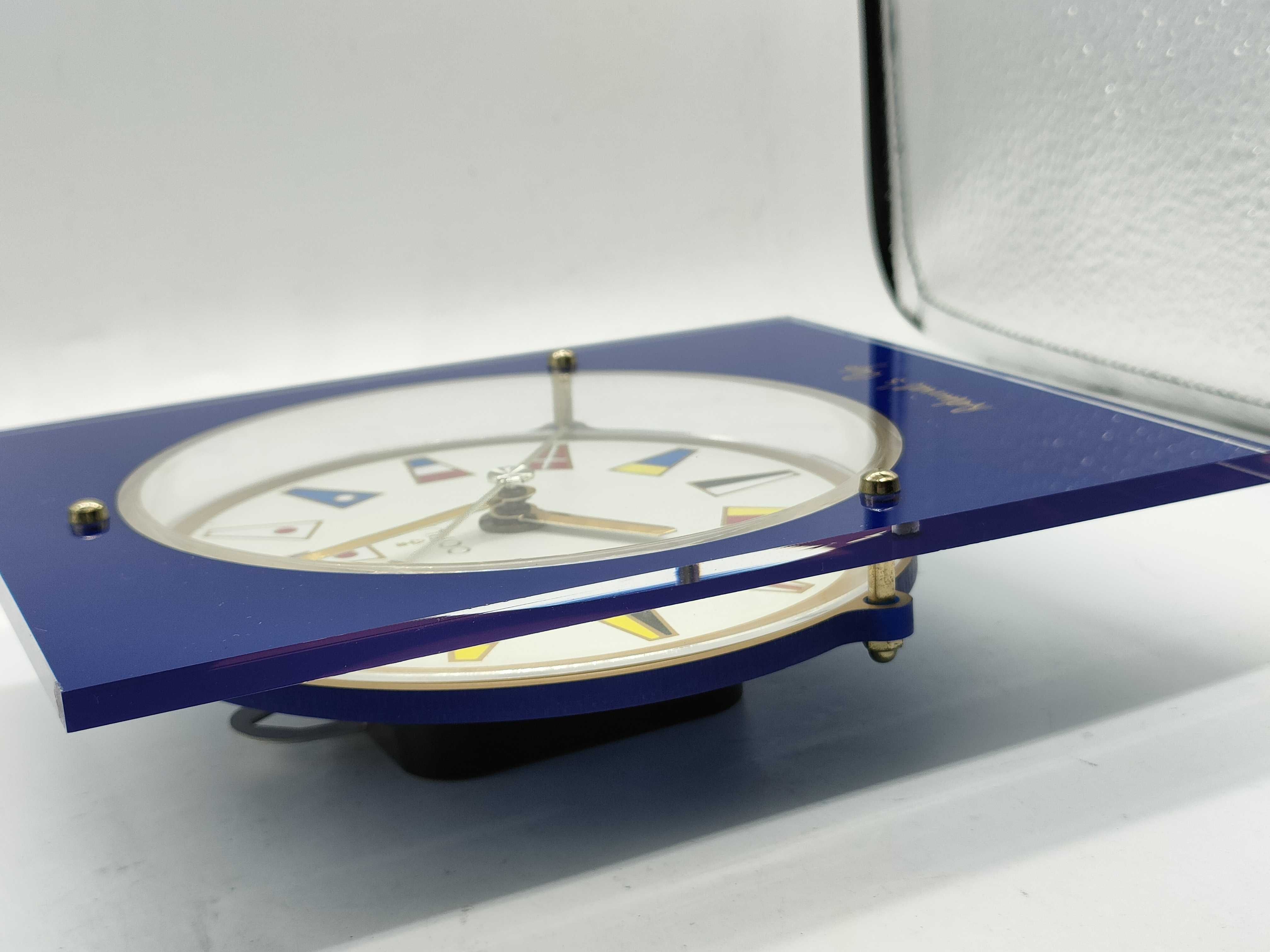 Corum Admiral's Cup Blue Acrylic Desk and Wall Clock with Stand