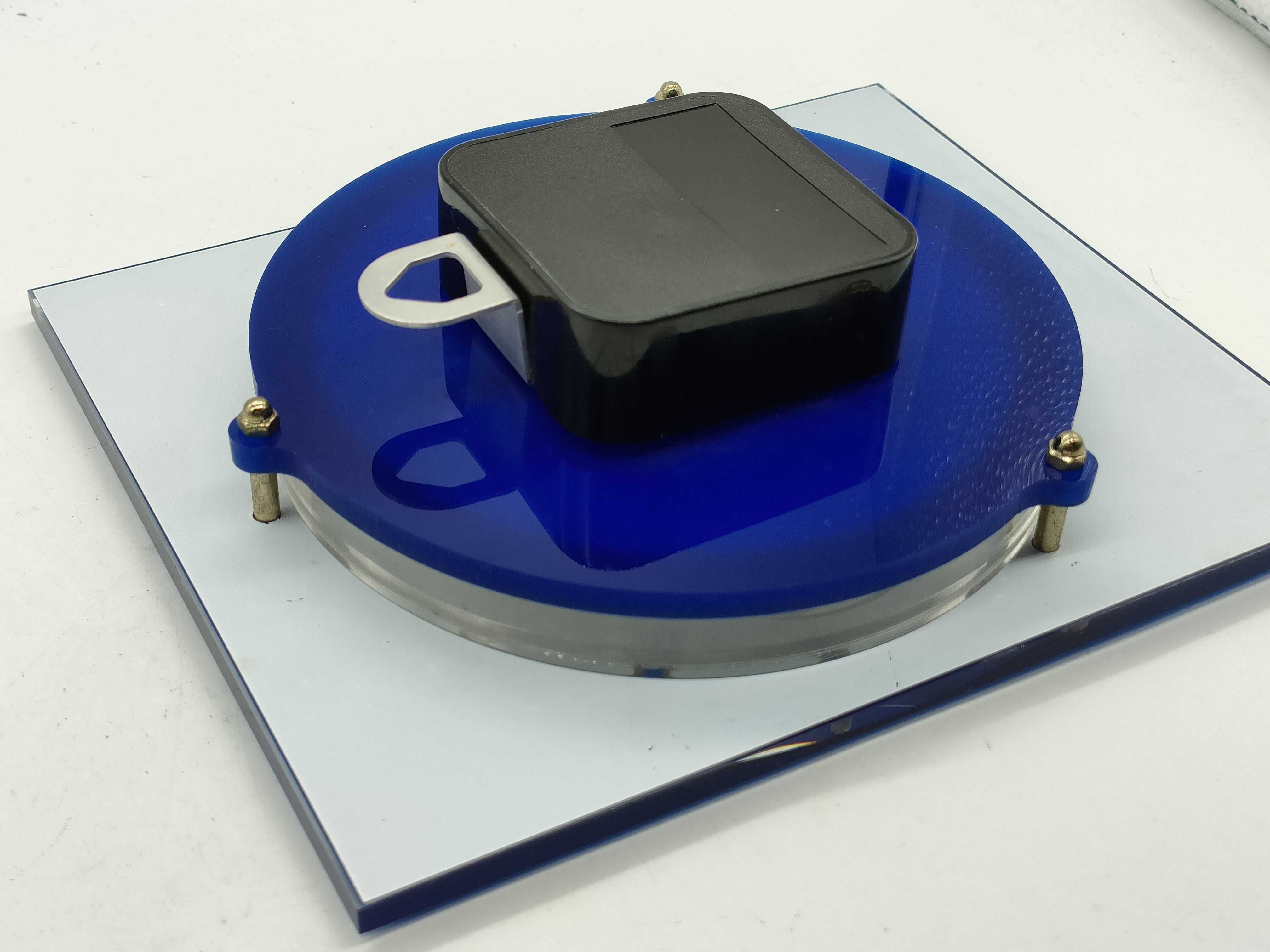 Corum Admiral's Cup Blue Acrylic Desk and Wall Clock with Stand