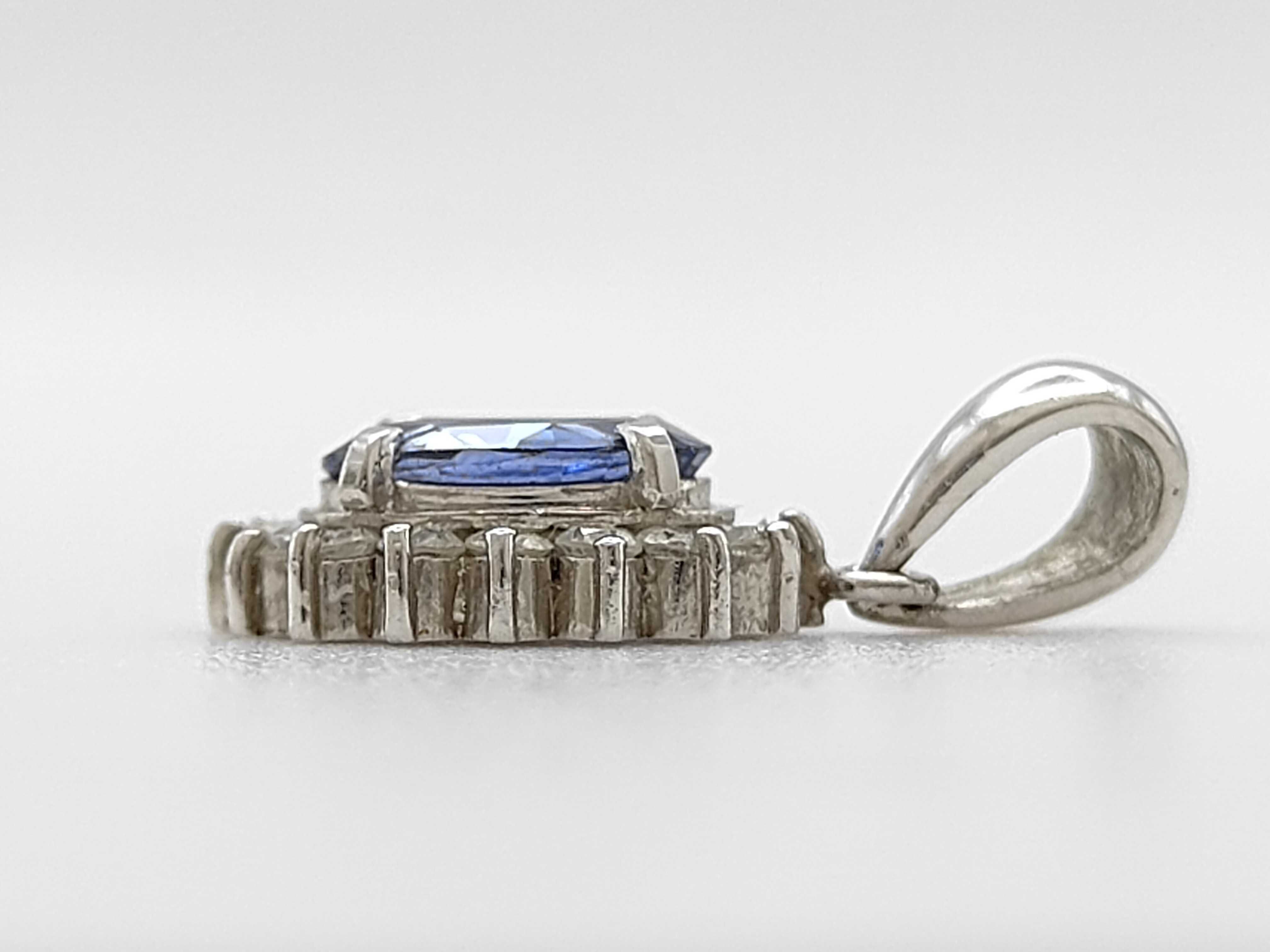 1.10ct Natural Blue Sapphire and 0.27ctw Natural Diamond Pt900 Pendant with Gem Sorting Memo