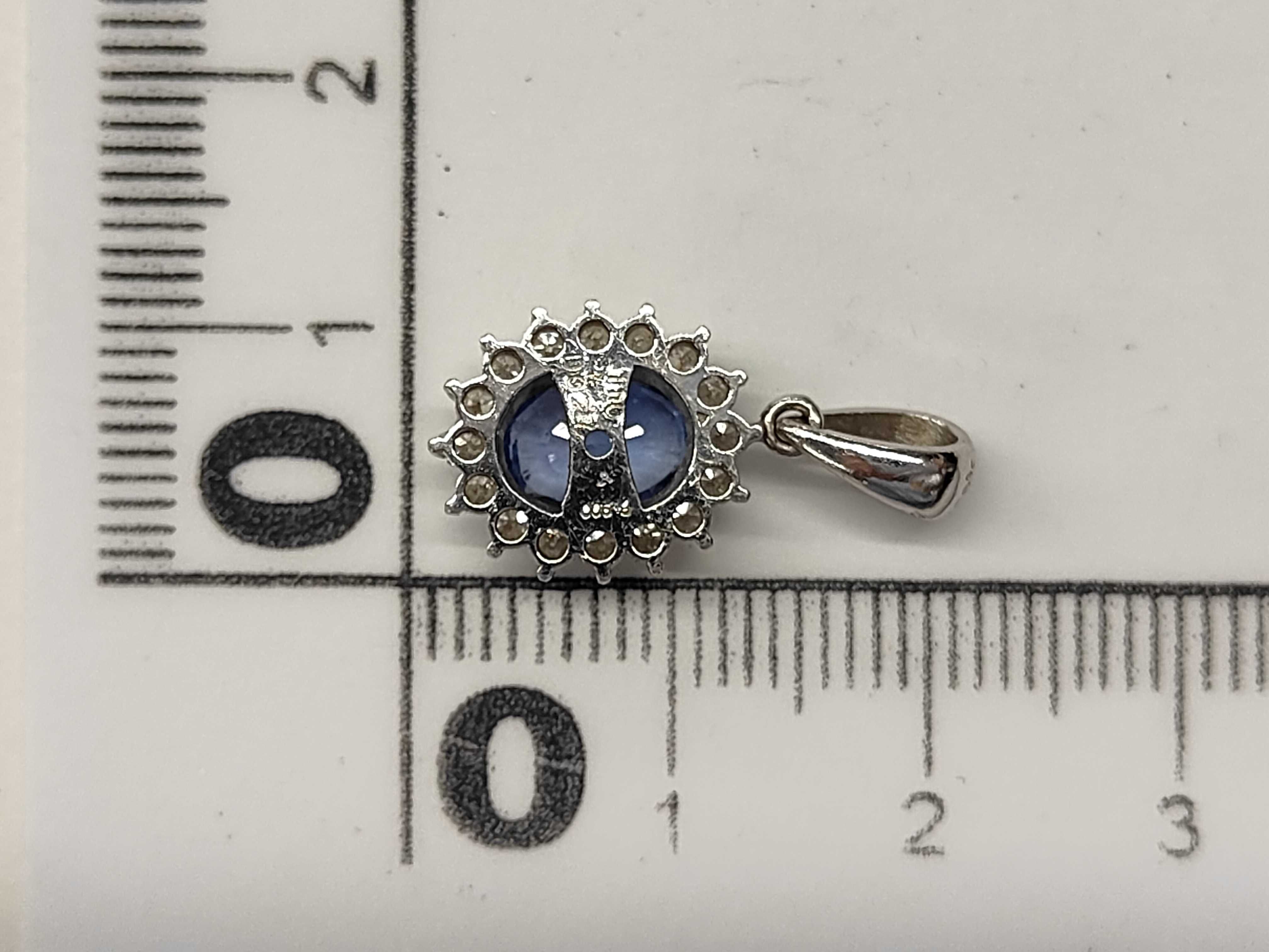 1.10ct Natural Blue Sapphire and 0.27ctw Natural Diamond Pt900 Pendant with Gem Sorting Memo