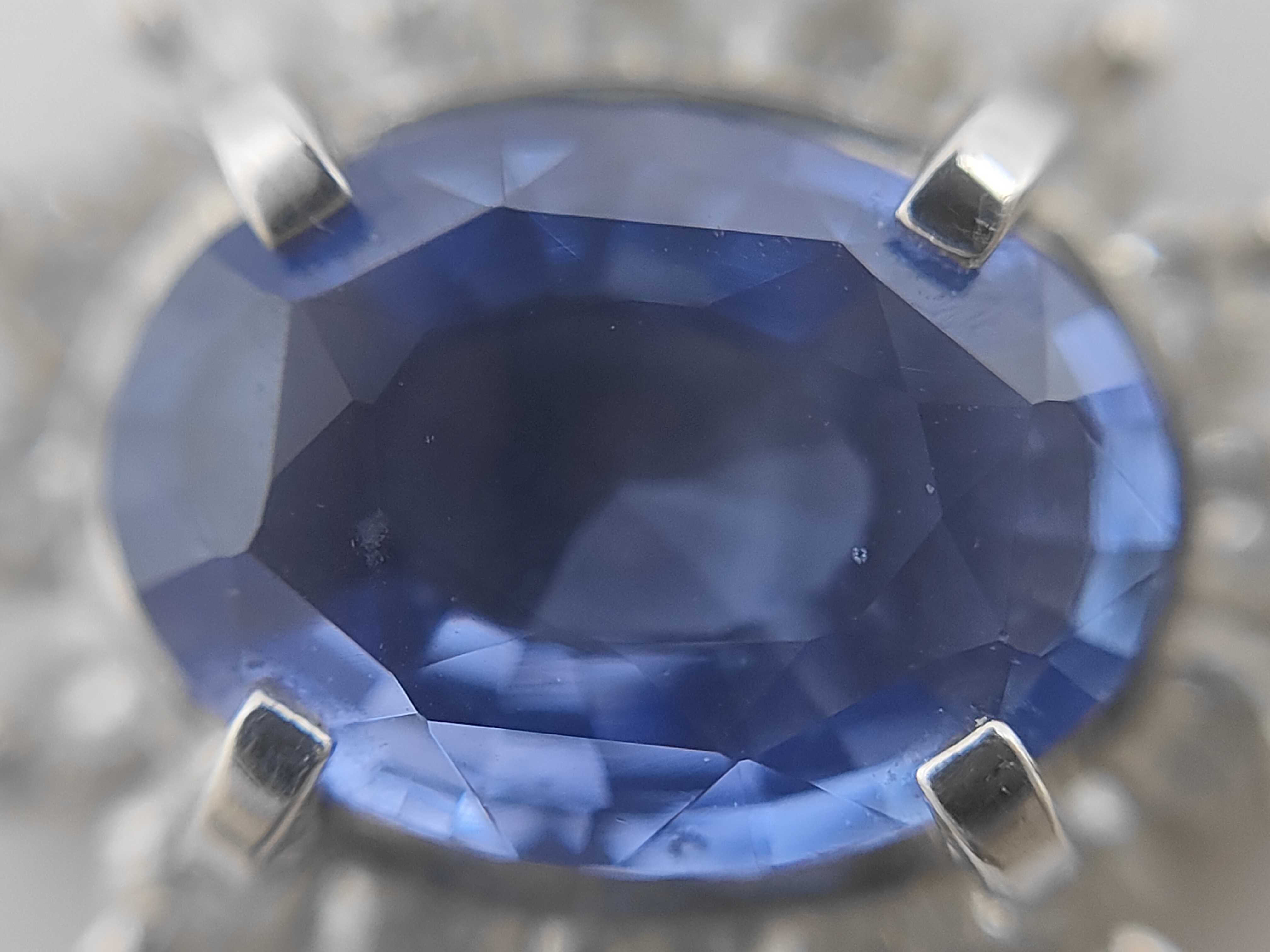 1.10ct Natural Blue Sapphire and 0.27ctw Natural Diamond Pt900 Pendant with Gem Sorting Memo
