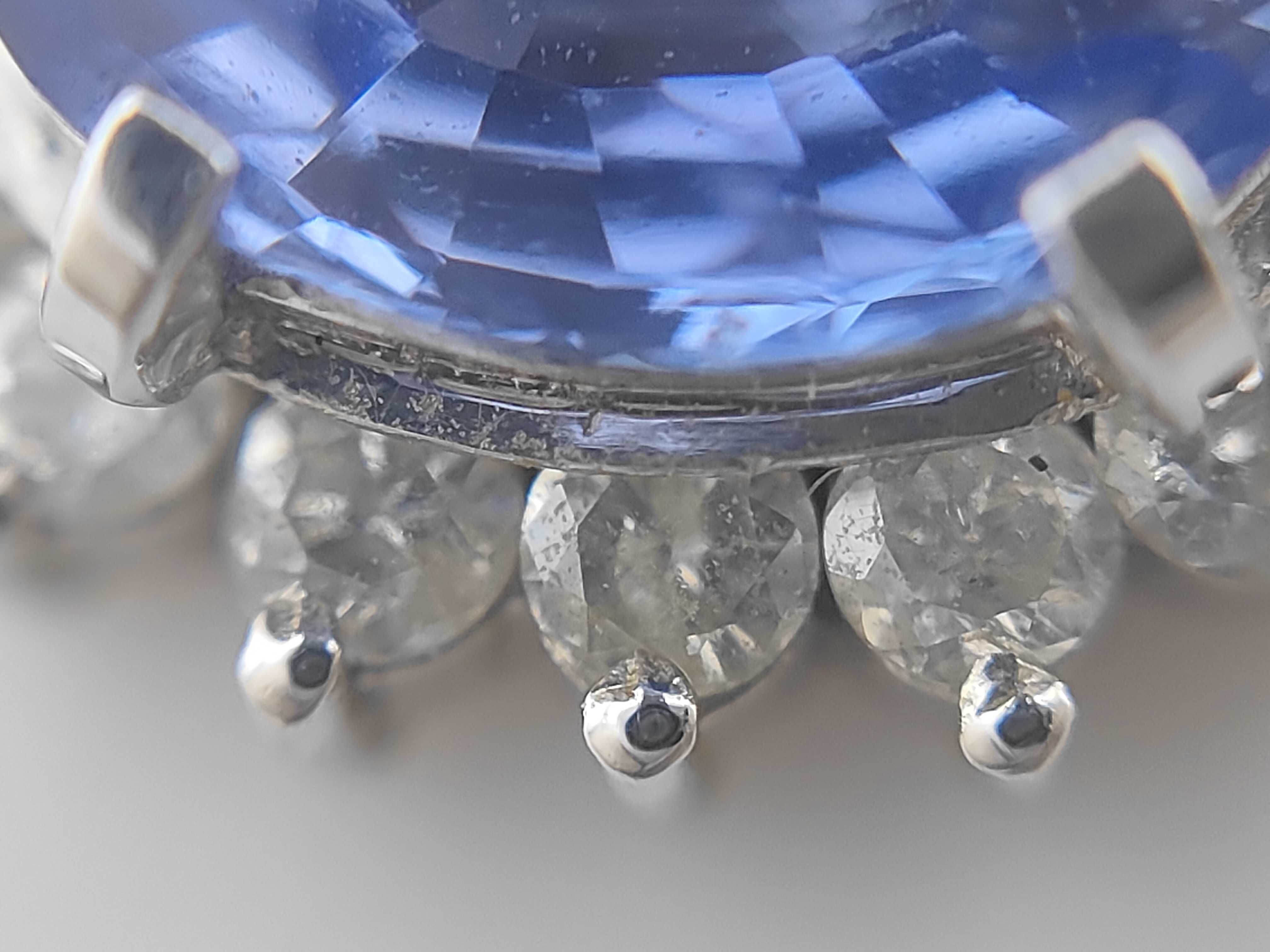 1.10ct Natural Blue Sapphire and 0.27ctw Natural Diamond Pt900 Pendant with Gem Sorting Memo